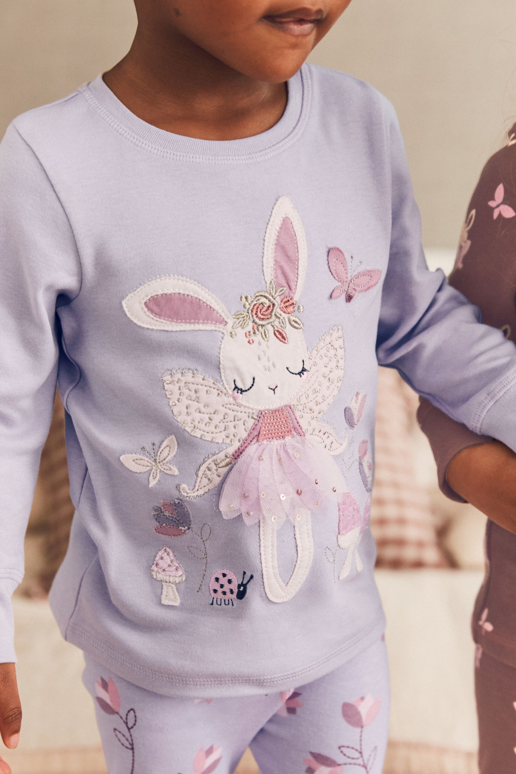 Buy Purple White Bunny 100 Cotton Long Sleeve Printed Snuggle Pyjamas 3 Pack 9mths 8yrs from the Next UK online shop