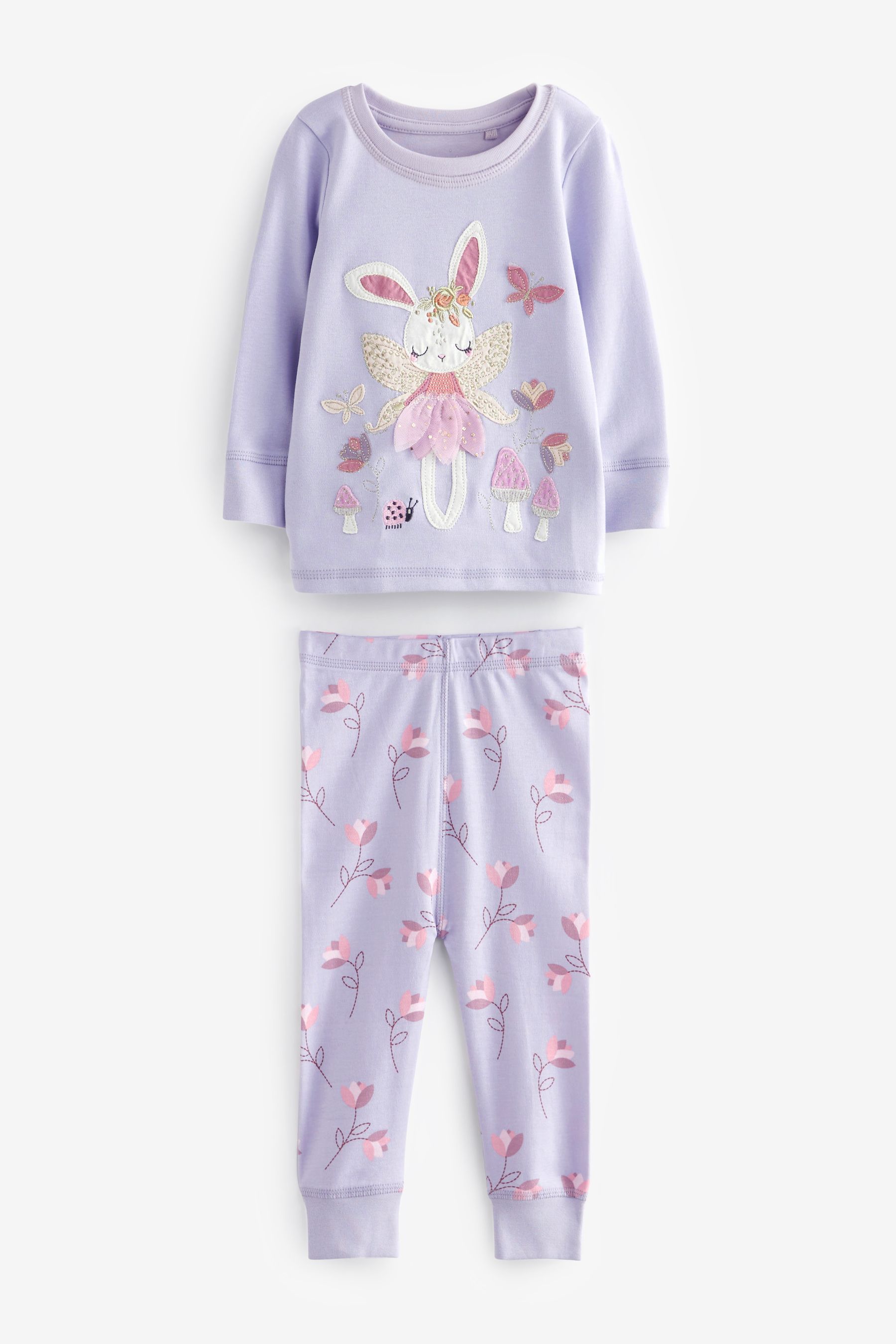 Buy Purple White Bunny 100 Cotton Long Sleeve Printed Snuggle Pyjamas 3 Pack 9mths 8yrs from the Next UK online shop