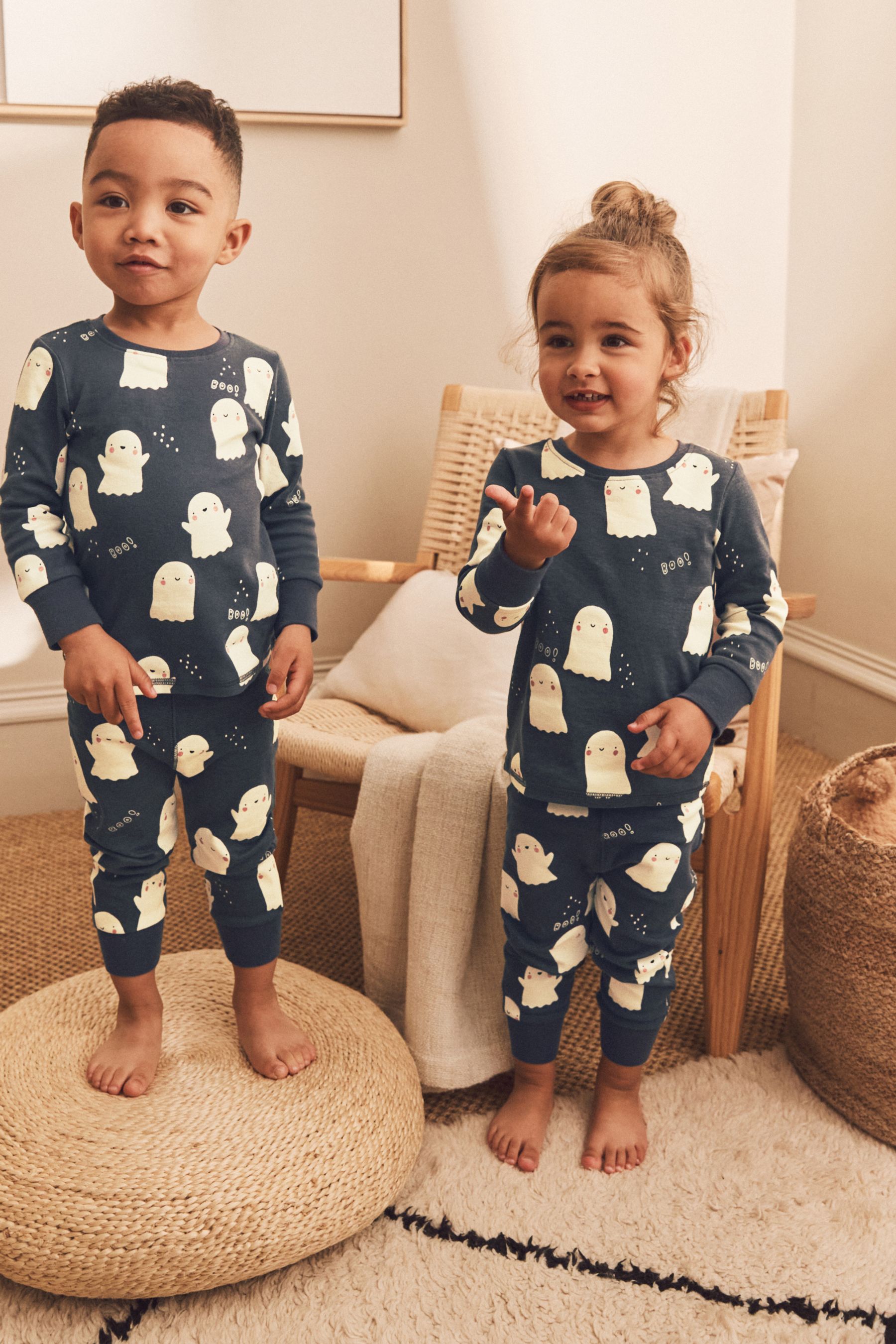 Buy Grey Glow In The Dark Ghost Halloween Pyjamas 9mths 12yrs from Next Luxembourg