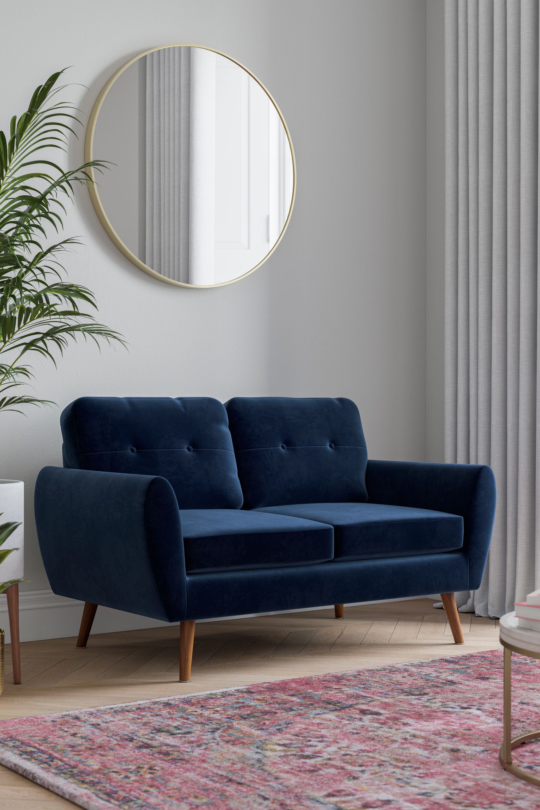 Buy Soft Velvet Navy Blue Bronx Leg Wilson Compact 2 Seater Sofa in a Box from the Next UK online shop