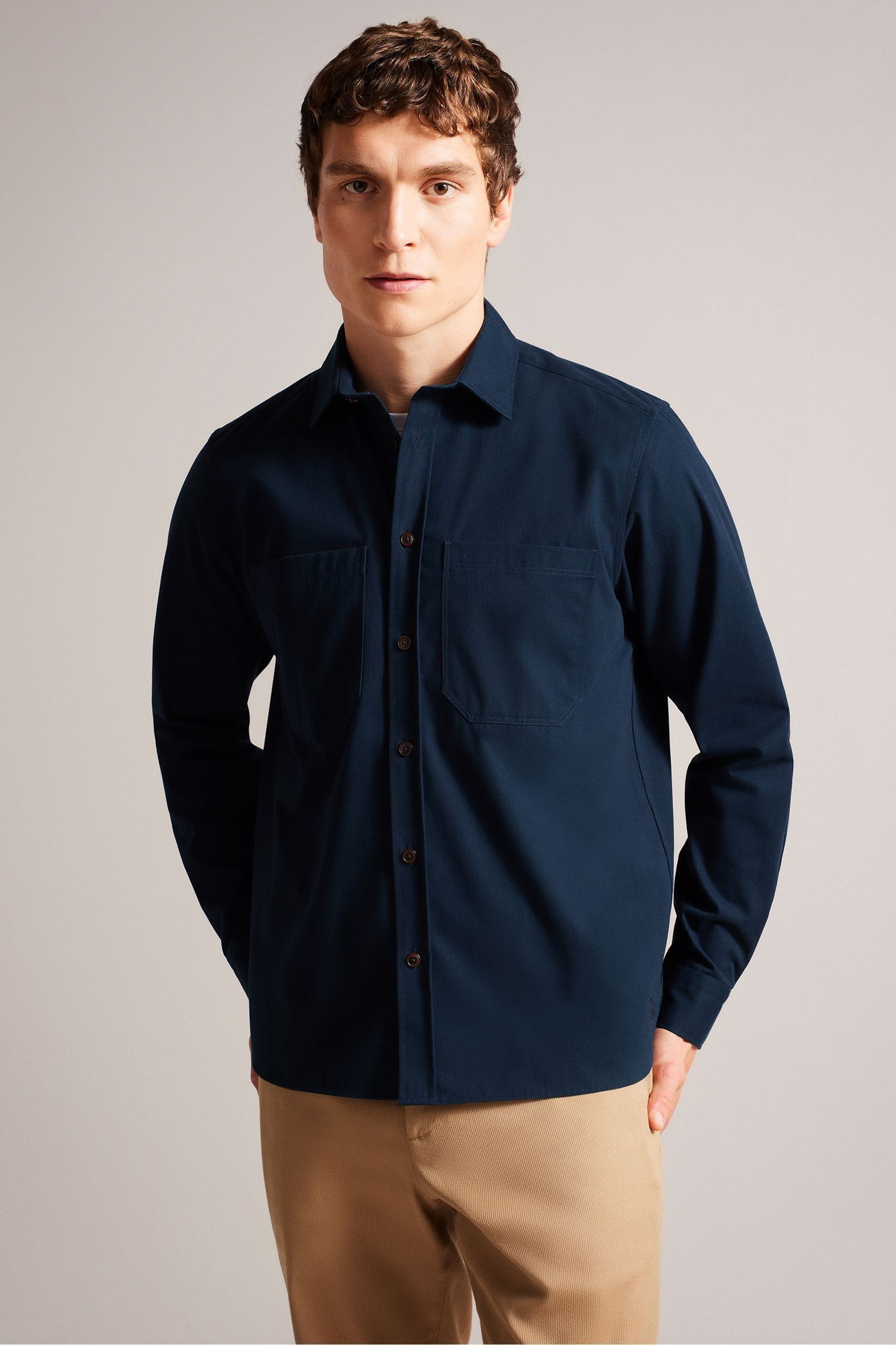 Buy Ted Baker Almur Navy Long Sleeve Brushed Twill Overshirt from Next Luxembourg