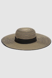 Reiss Black/Neutral Emilia Paper Straw Wide Brim Hat - Image 4 of 4