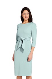 Adrianna Papell Green Knit Crepe Tie Waist Sheath Dress - Image 1 of 4