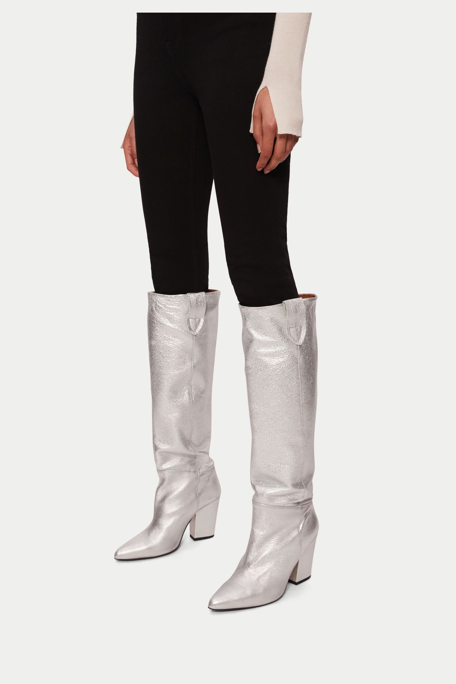 Buy Jigsaw Silver Anika Knee Heeled Boots from Next Germany