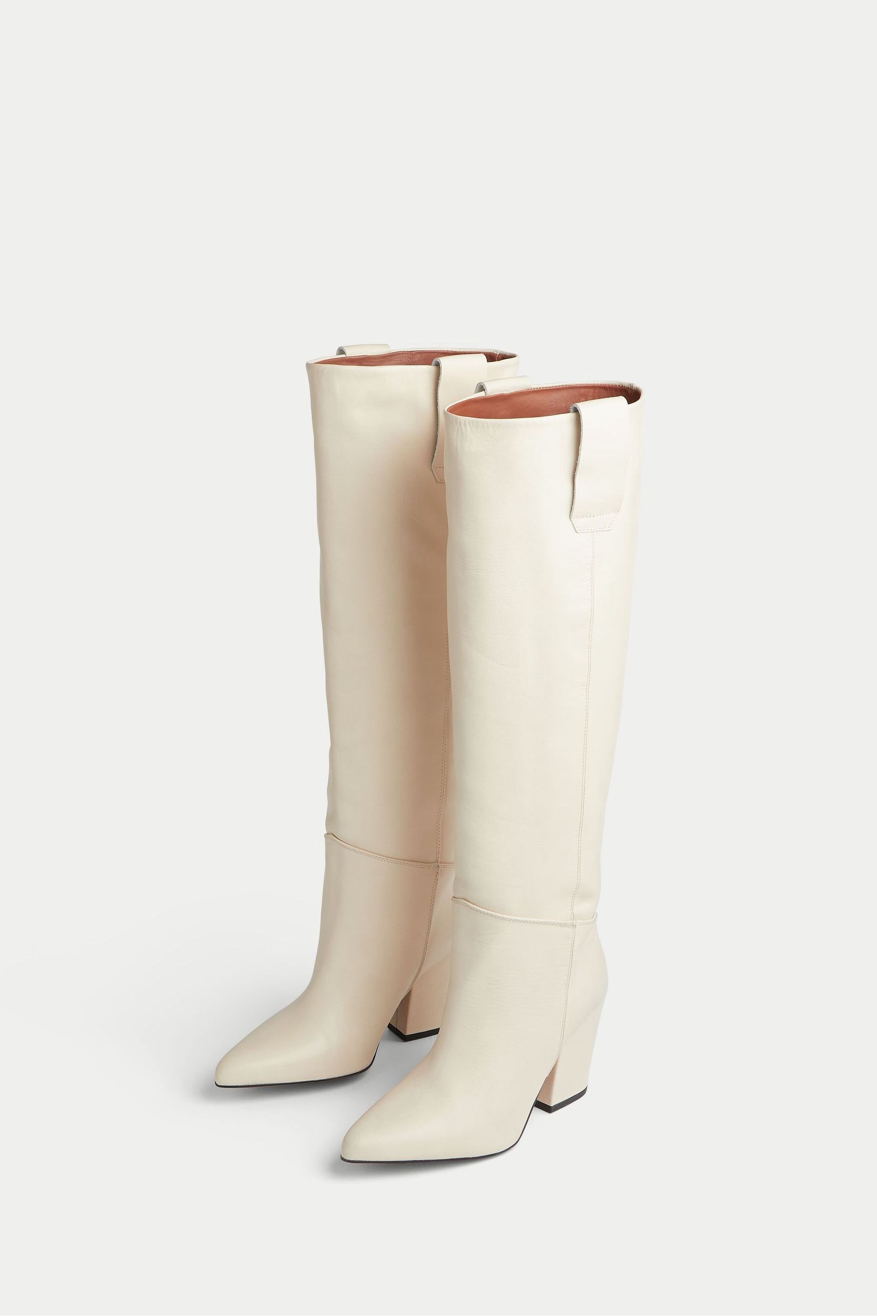 Buy Jigsaw Cream Anika Knee Heeled Boots from the Next UK online shop