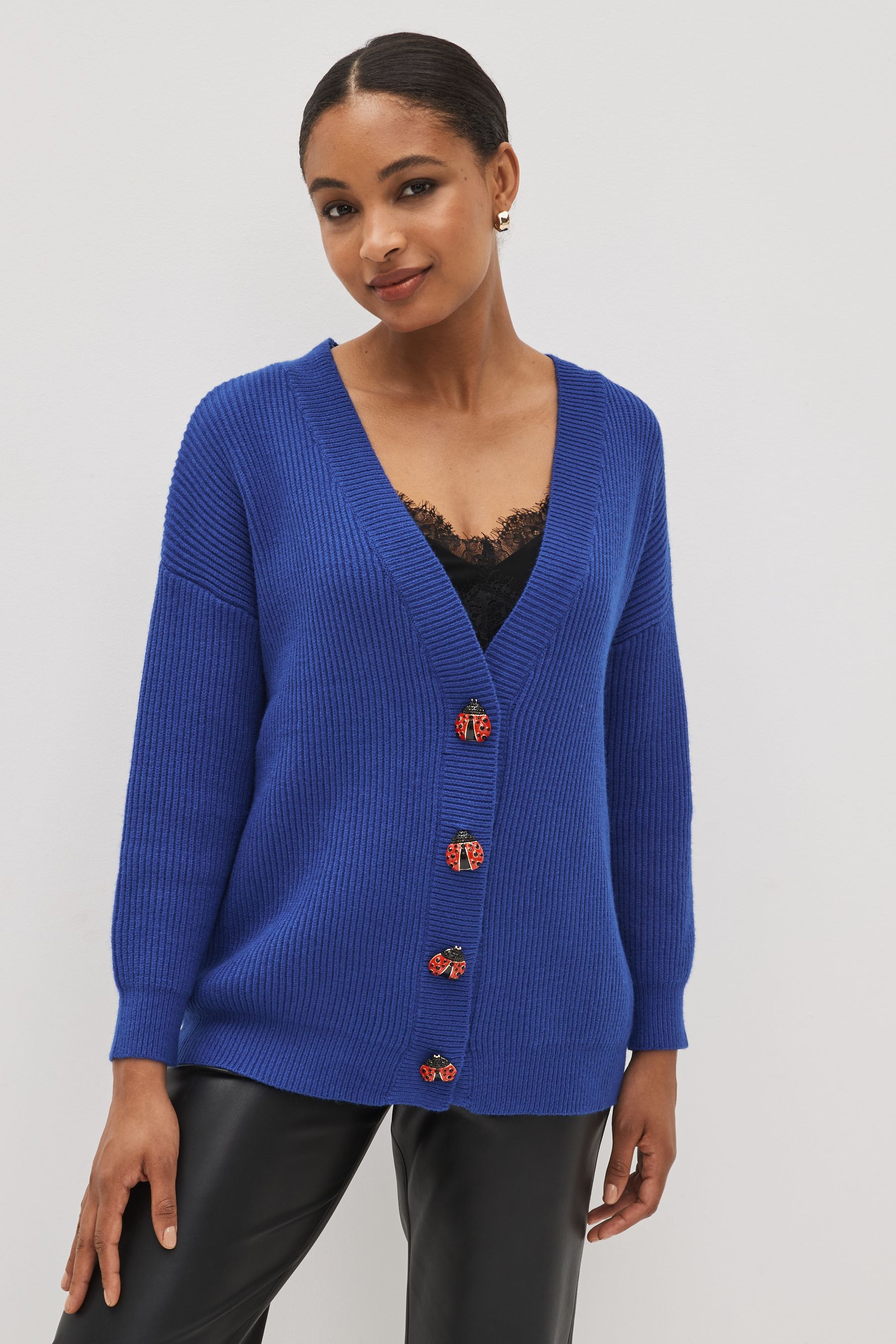 Buy Olivia Rubin Frankie Rib Knit Longline Cardigan from Next Ireland