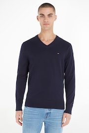 Tommy Hilfiger Blue V-Neck Jumper - Image 1 of 6