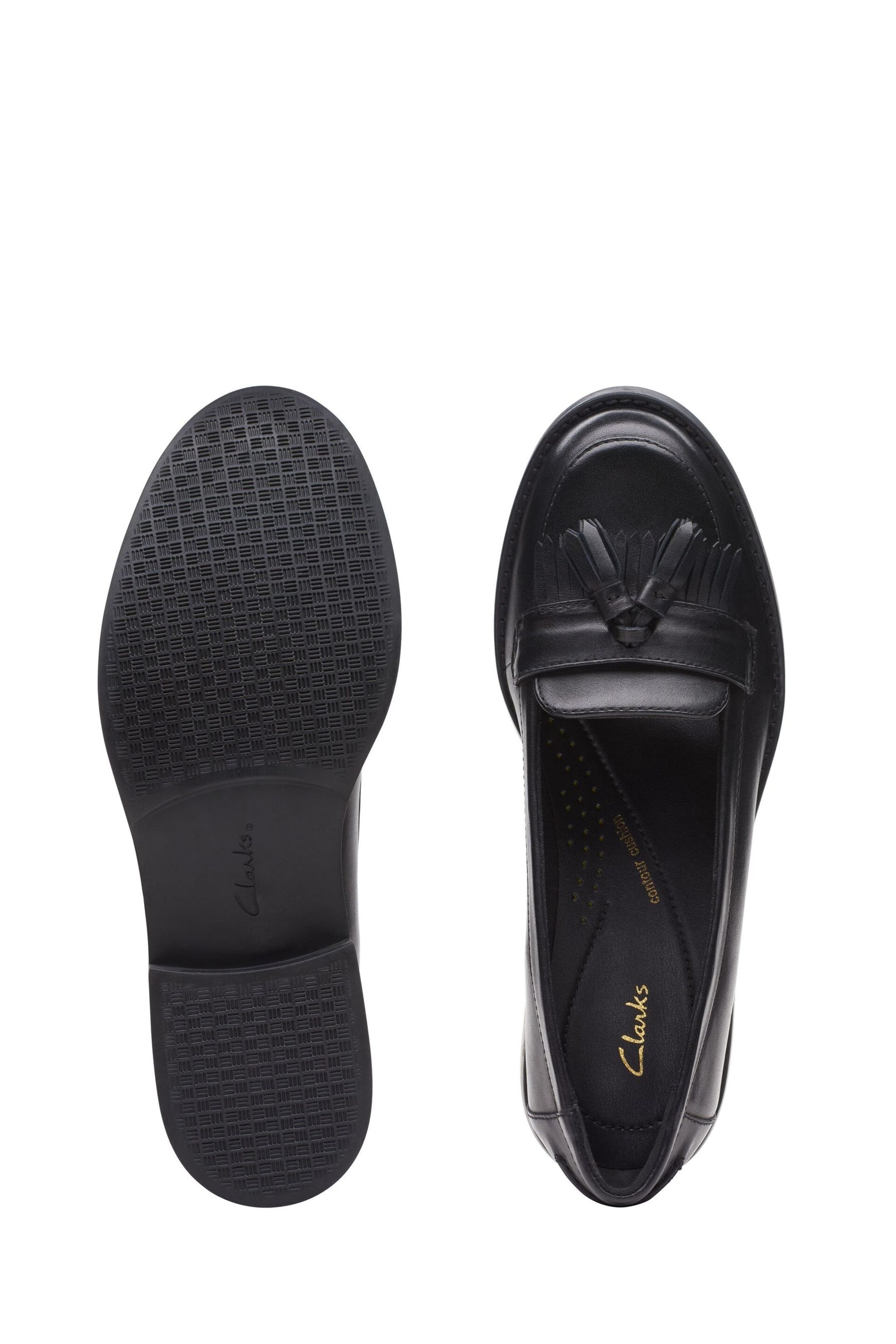 Clarks Black Standard Fit (F) Leather Loafer Shoes - Image 7 of 7