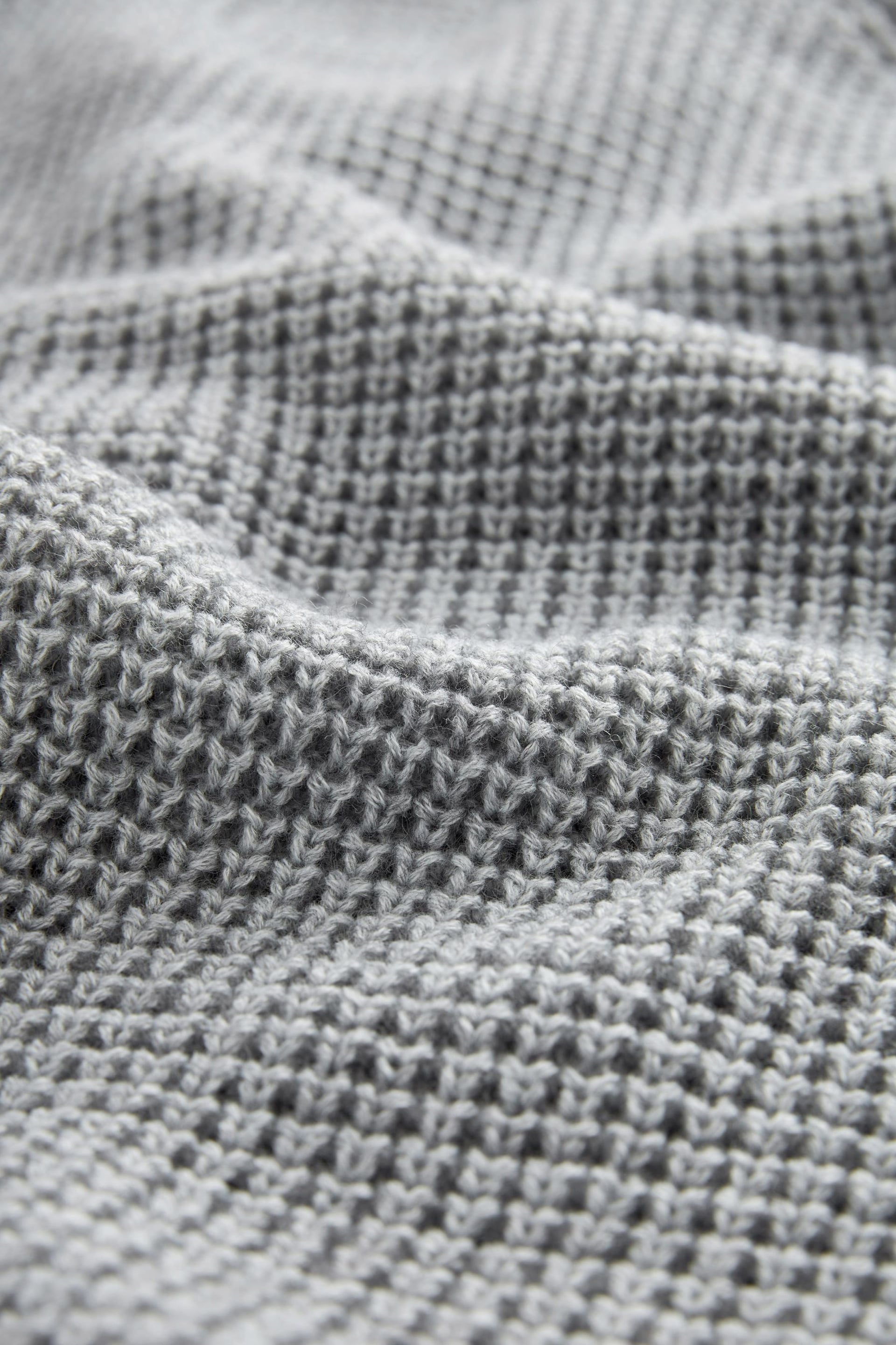 Grey Regular Shawl Waffle Texture Knit Cardigan - Image 7 of 7