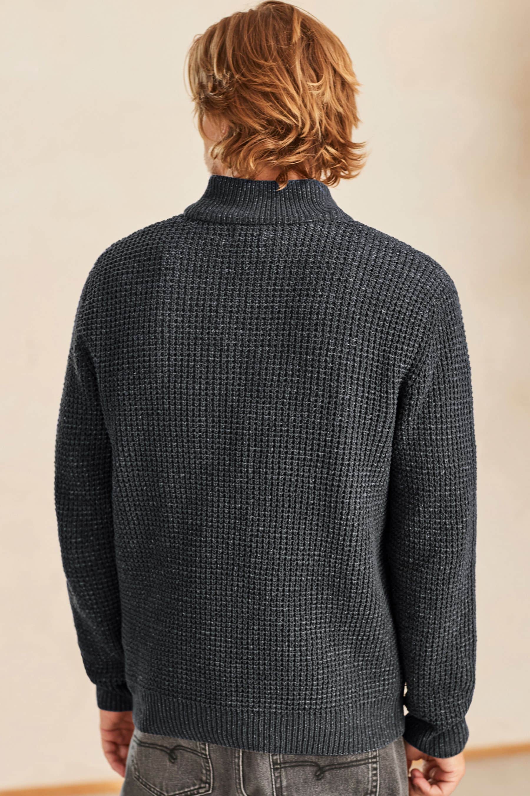 Buy Charcoal Grey Zip Neck Regular Fit Chenille Texture Jumper from Next France