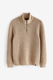 Neutral Zip Neck Regular Chenille Knitted Jumper - Image 7 of 9