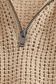Neutral Zip Neck Regular Chenille Knitted Jumper - Image 9 of 9