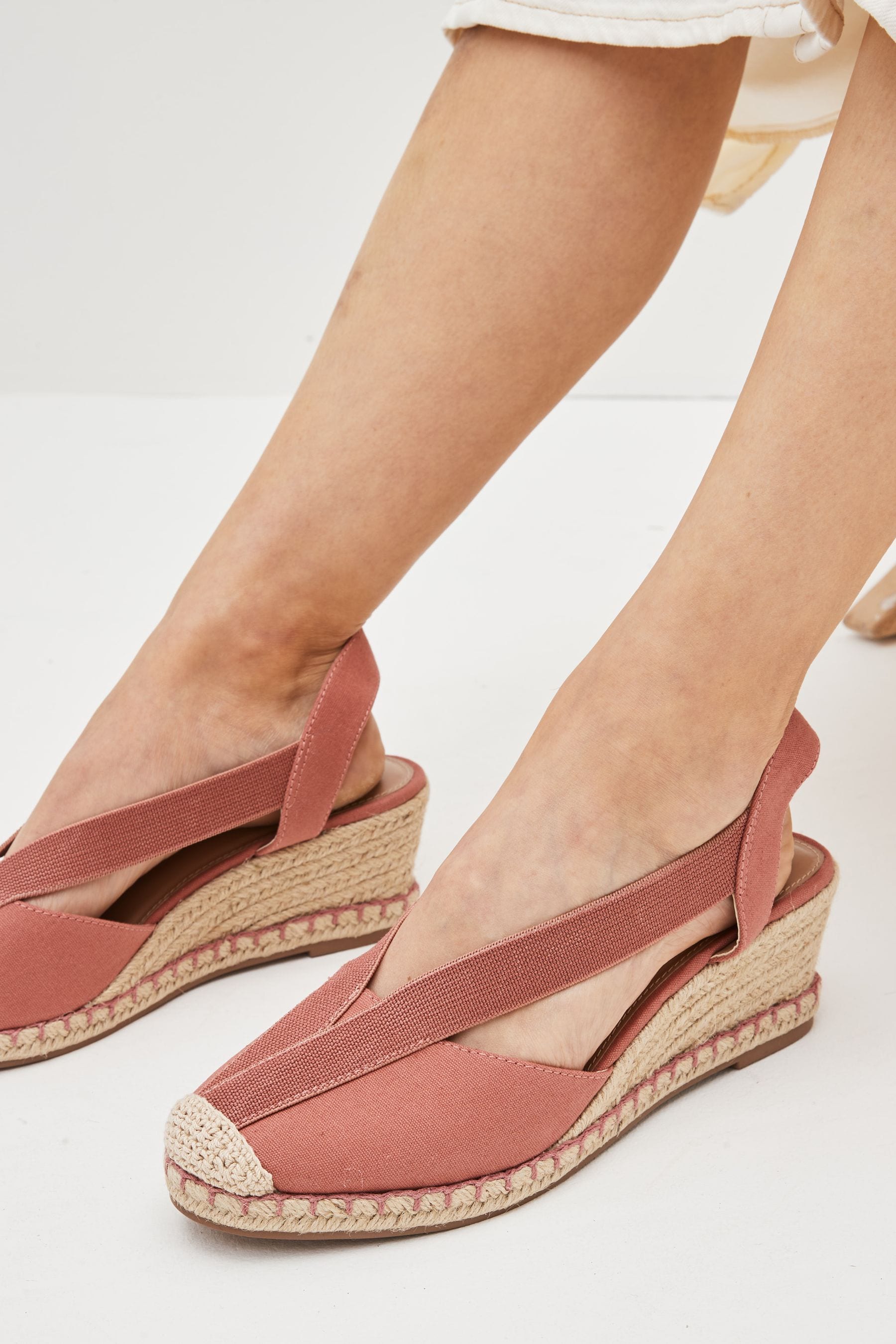 Buy Pink Extra Wide Fit Forever Comfort Elastic Closed Toe Wedges from Next Luxembourg