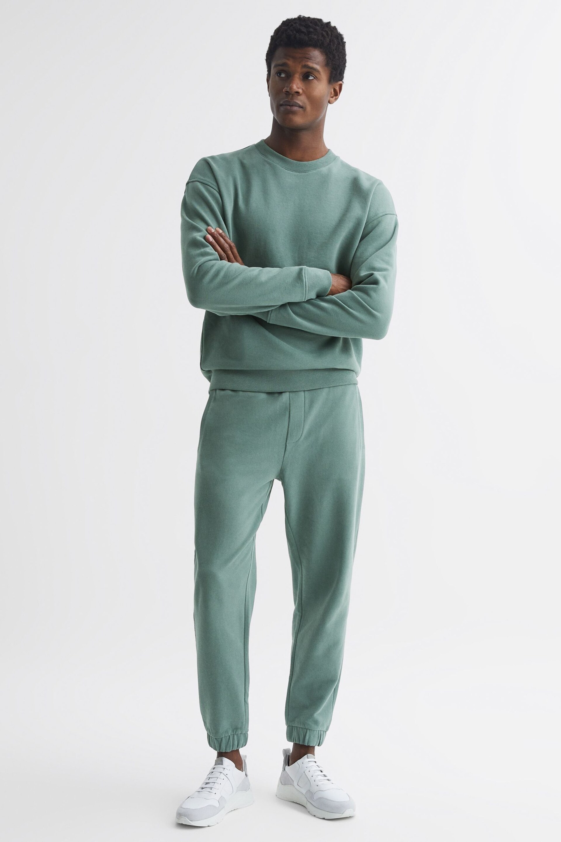 Reiss Fern Green Ali Garment Dye Joggers - Image 3 of 6