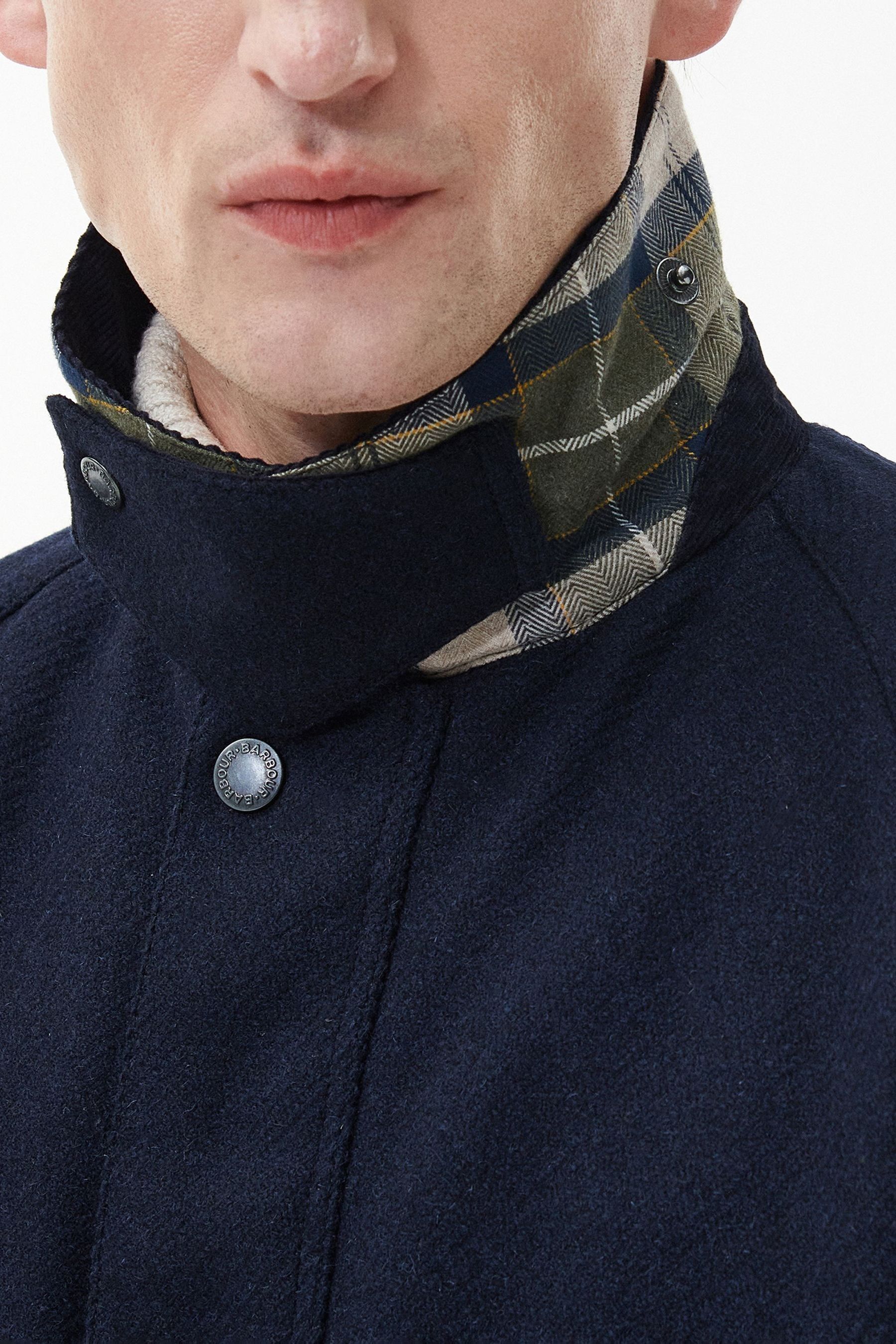 Barbour wool coat navy online