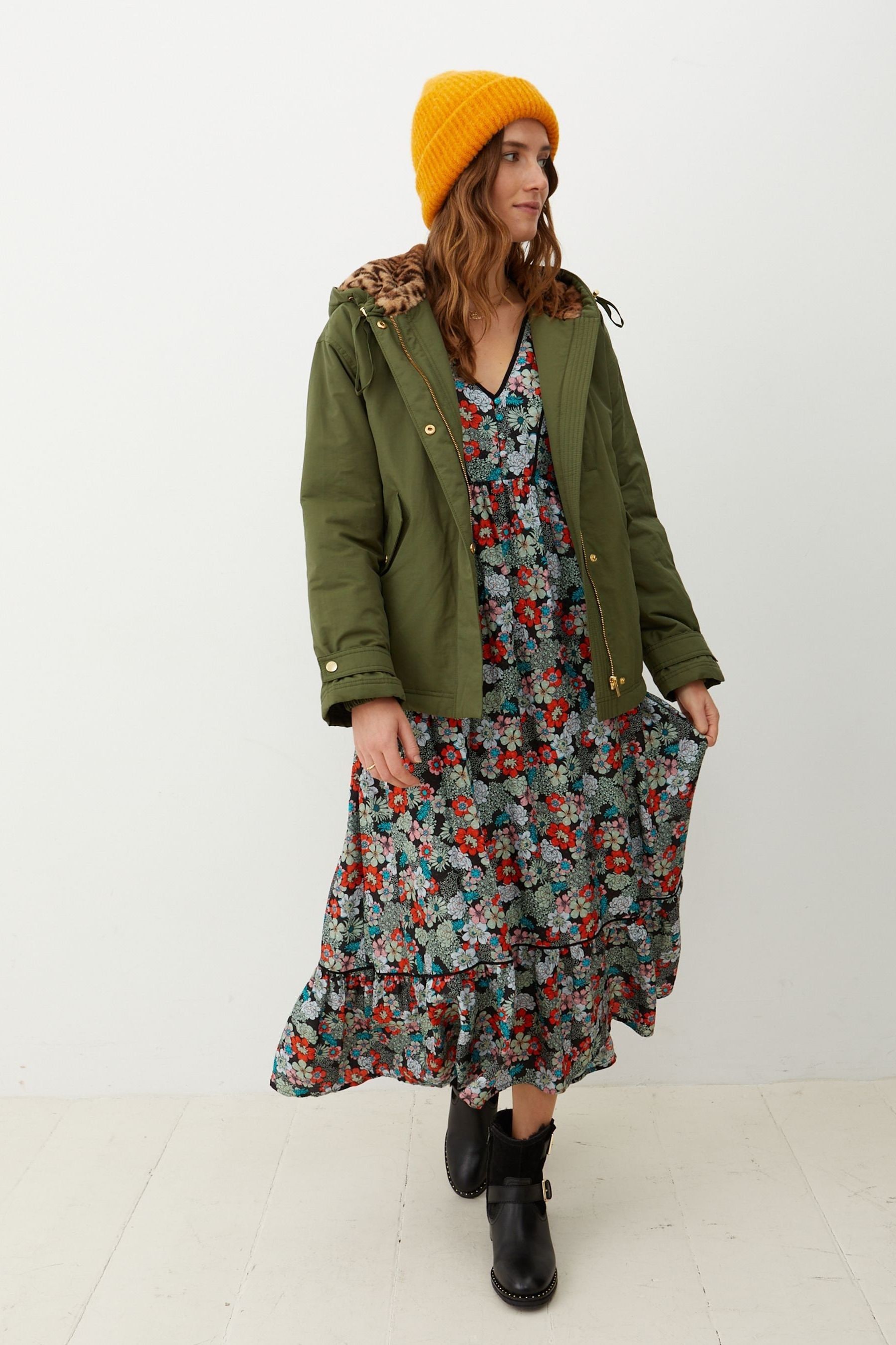 Oliver bonas green coat on sale