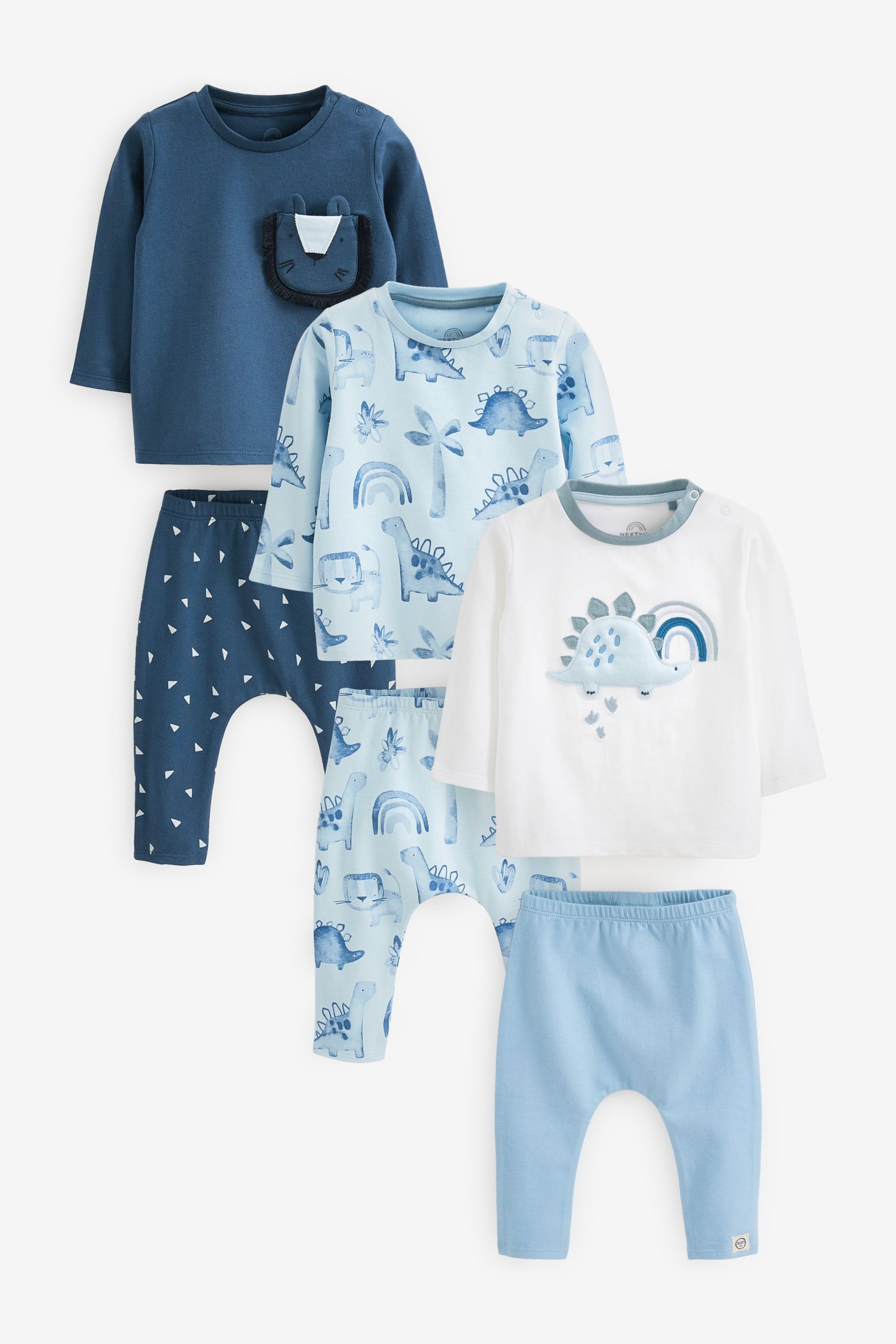 Blue dinosaur Baby T-Shirts And Leggings Set 6 Pack - Image 1 of 5