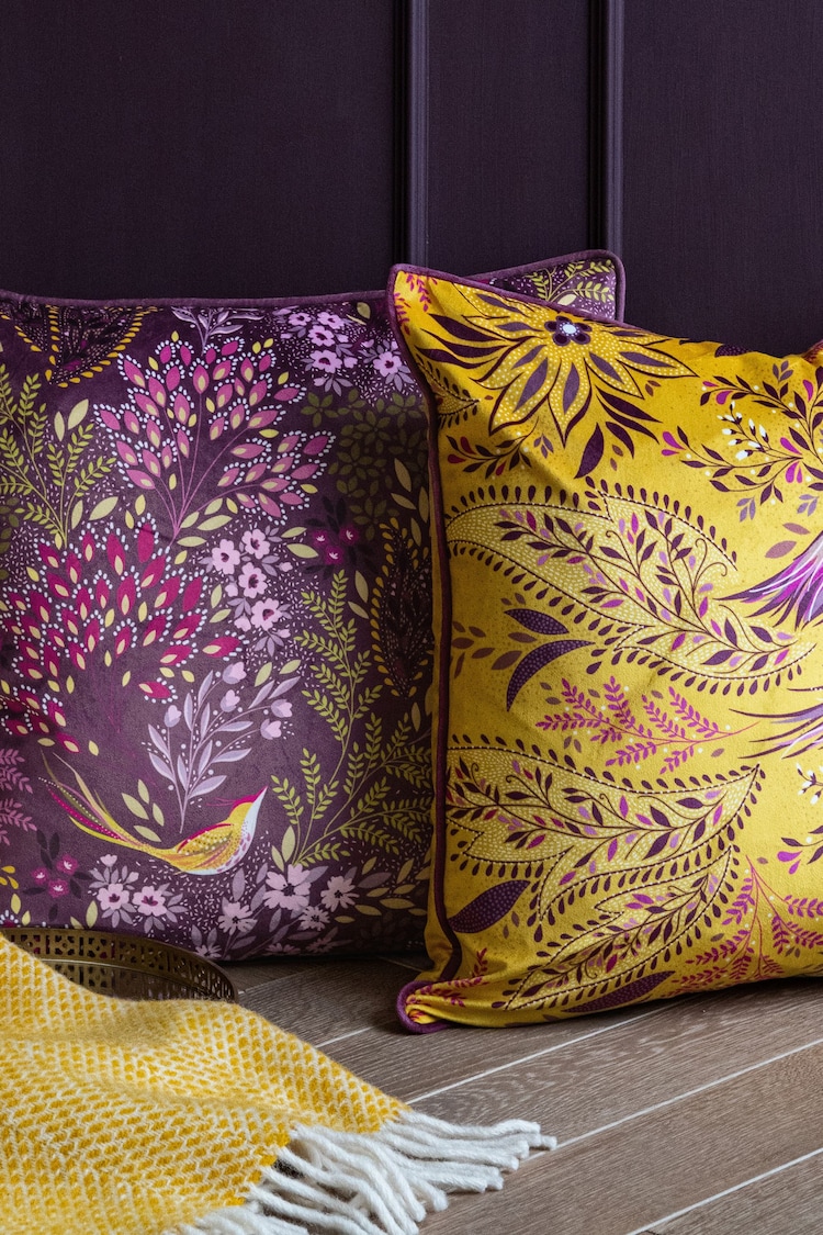 Sara Miller Purple Songbird Cushion - Image 1 of 5