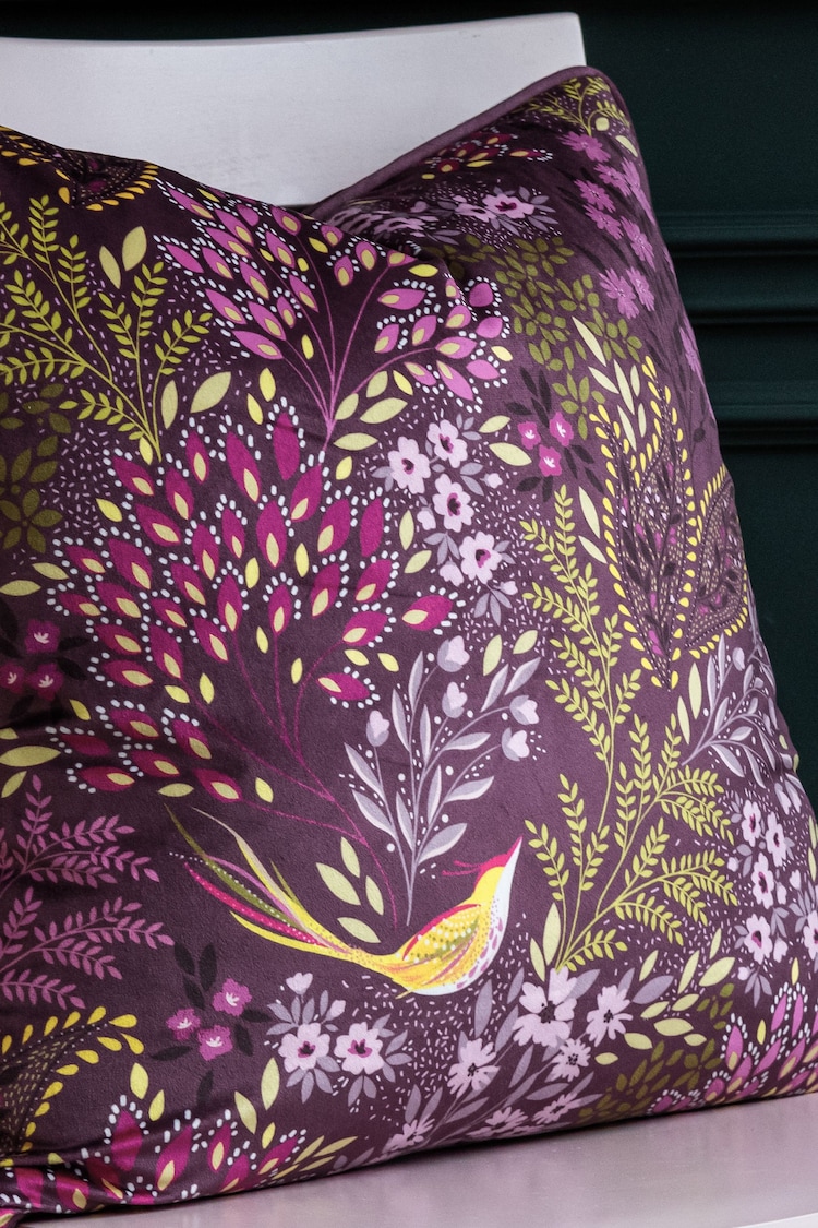 Sara Miller Purple Songbird Cushion - Image 2 of 5