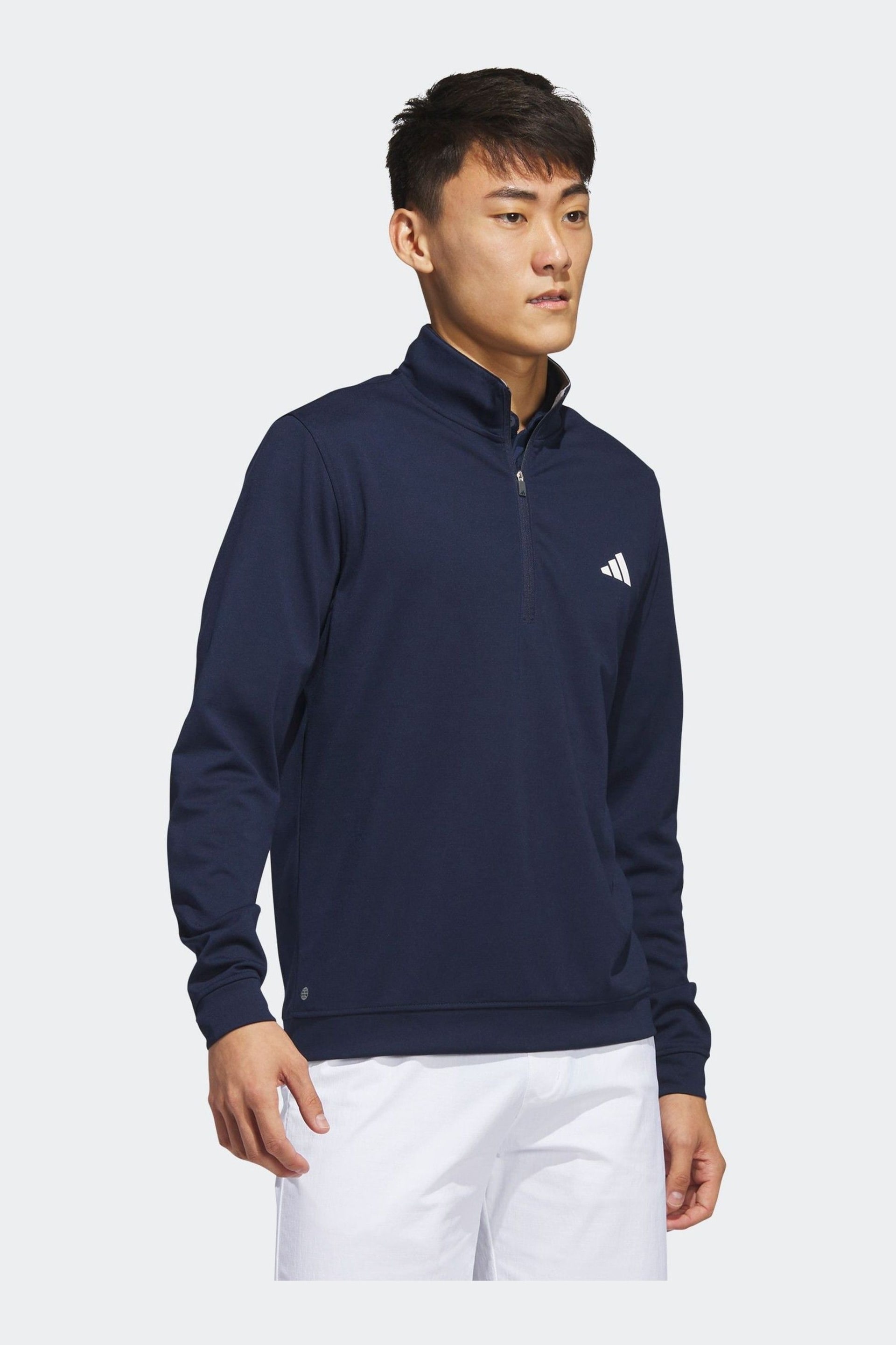 adidas Golf Elevated 1/4-Zip Black Sweatshirt - Image 4 of 7