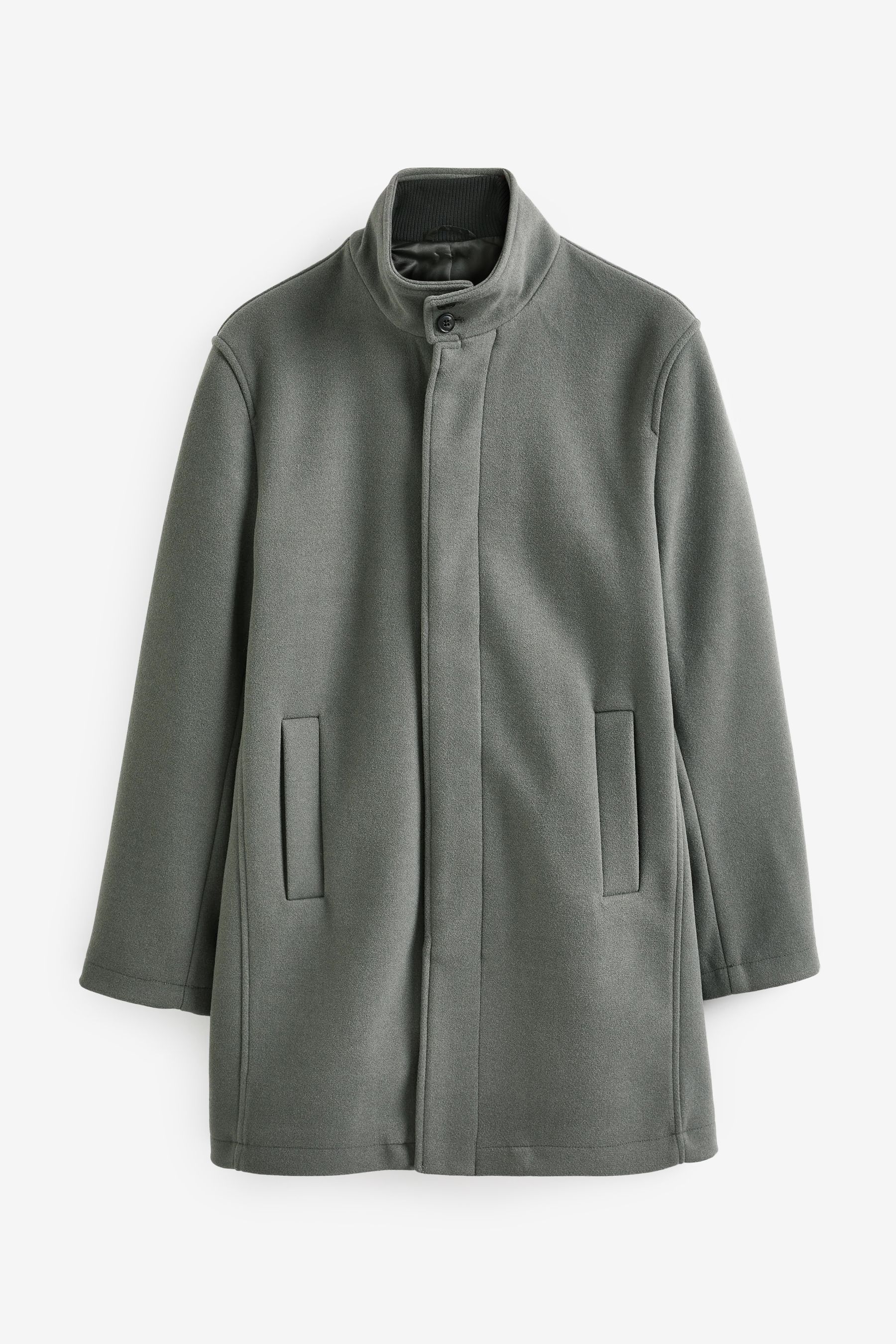 Buy Sage Green Funnel Neck Coat With Built In Gilet from Next Luxembourg