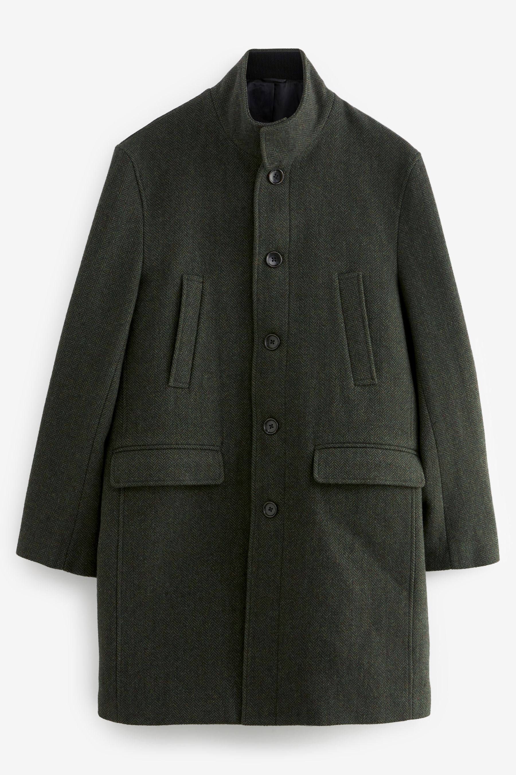 Buy Green Herringbone Funnel Neck Coat With Built In Gilet from Next Luxembourg