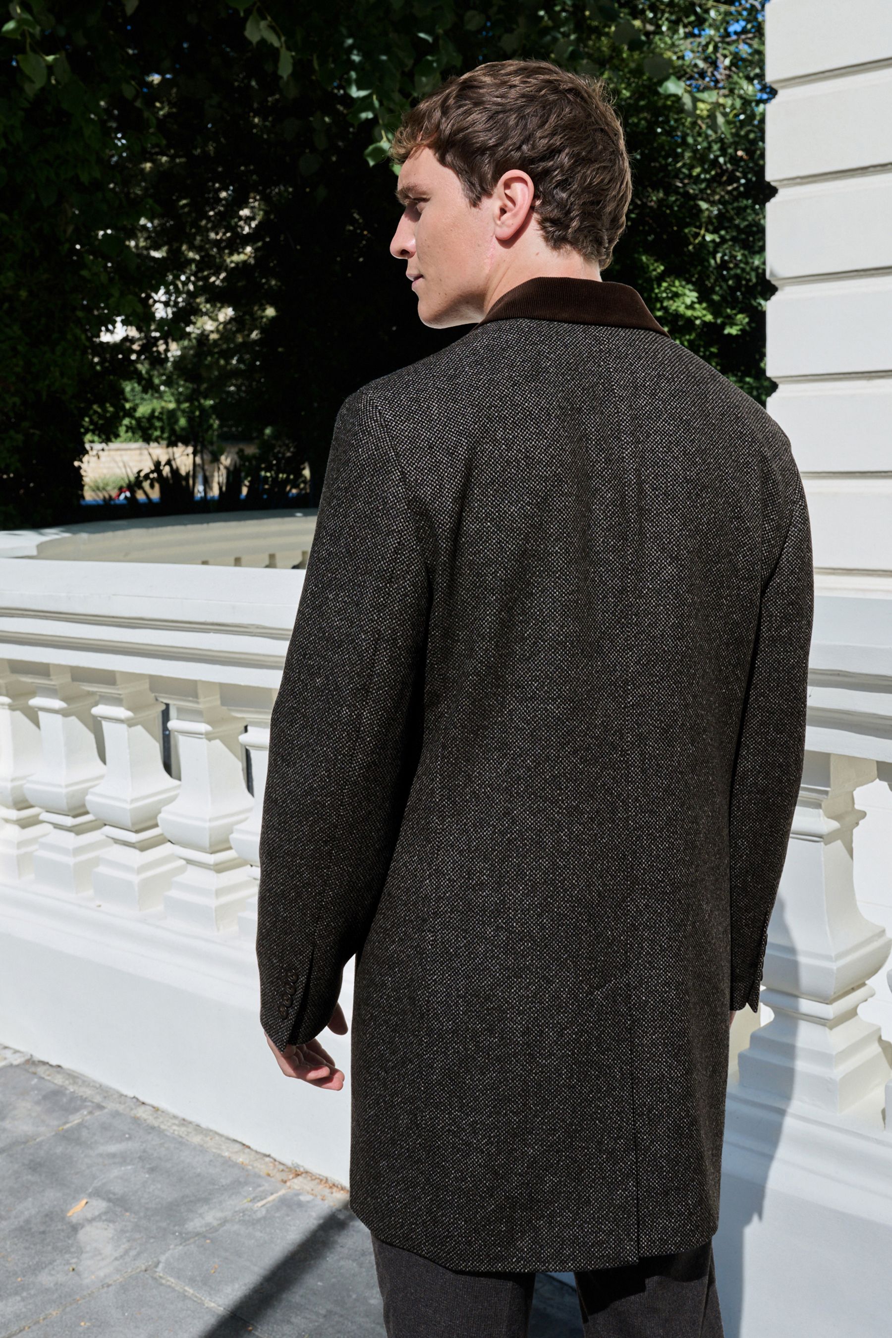 Buy Grey Wool Blend Textured Epsom Overcoat from Next Luxembourg