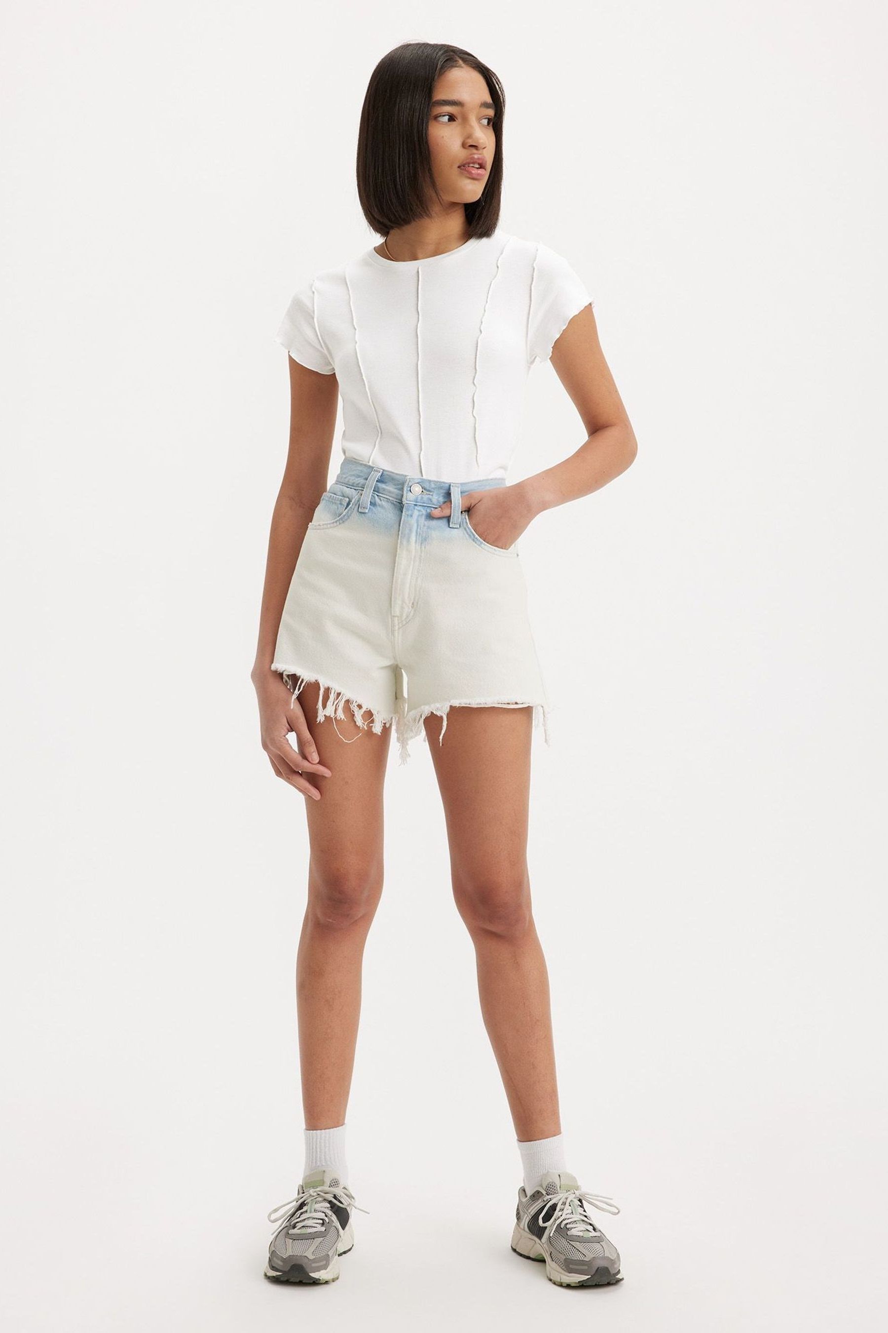 Levi's high rise white shorts shop