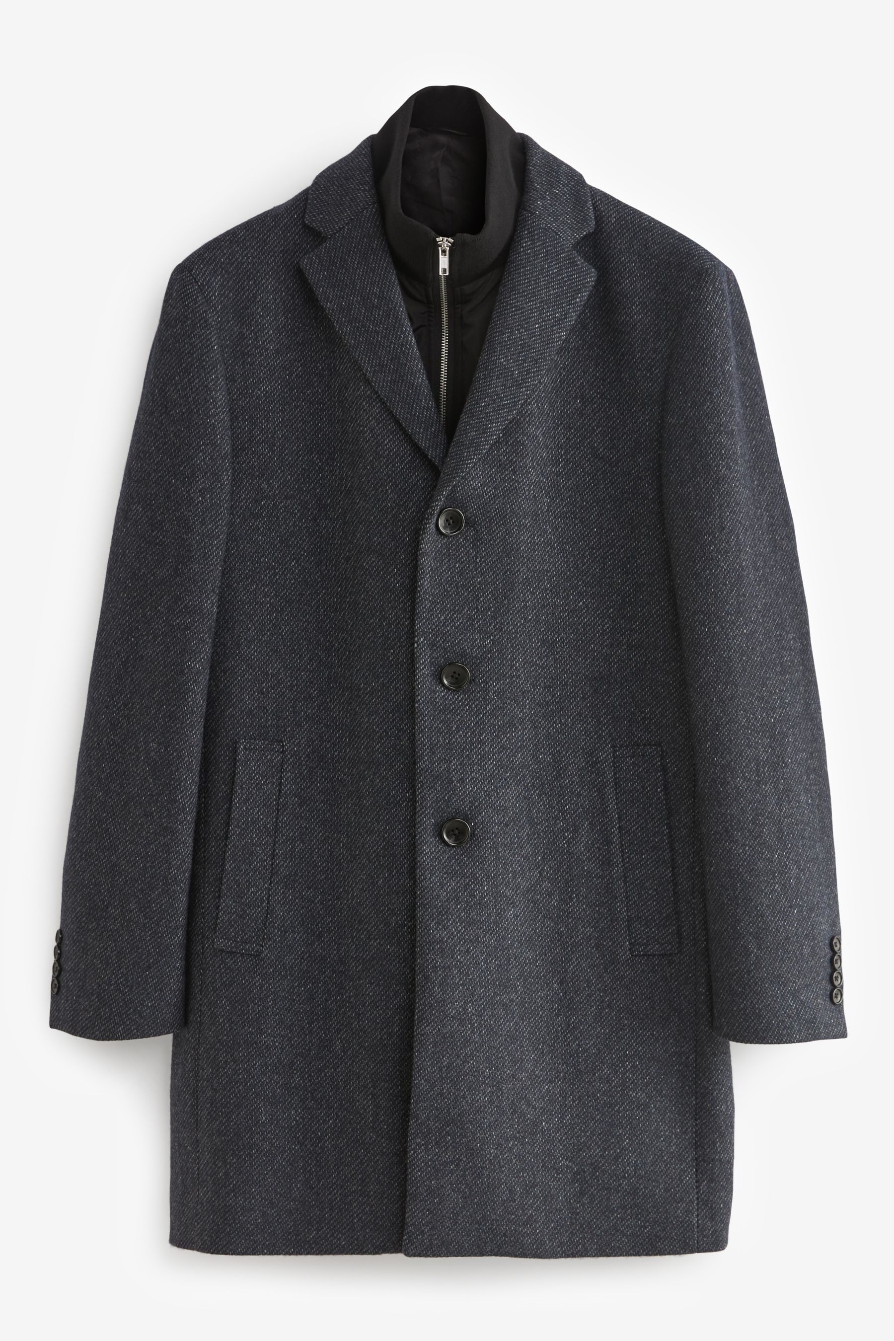 Buy Navy Blue Signature Wool Rich Textured Epsom Overcoat from Next Luxembourg
