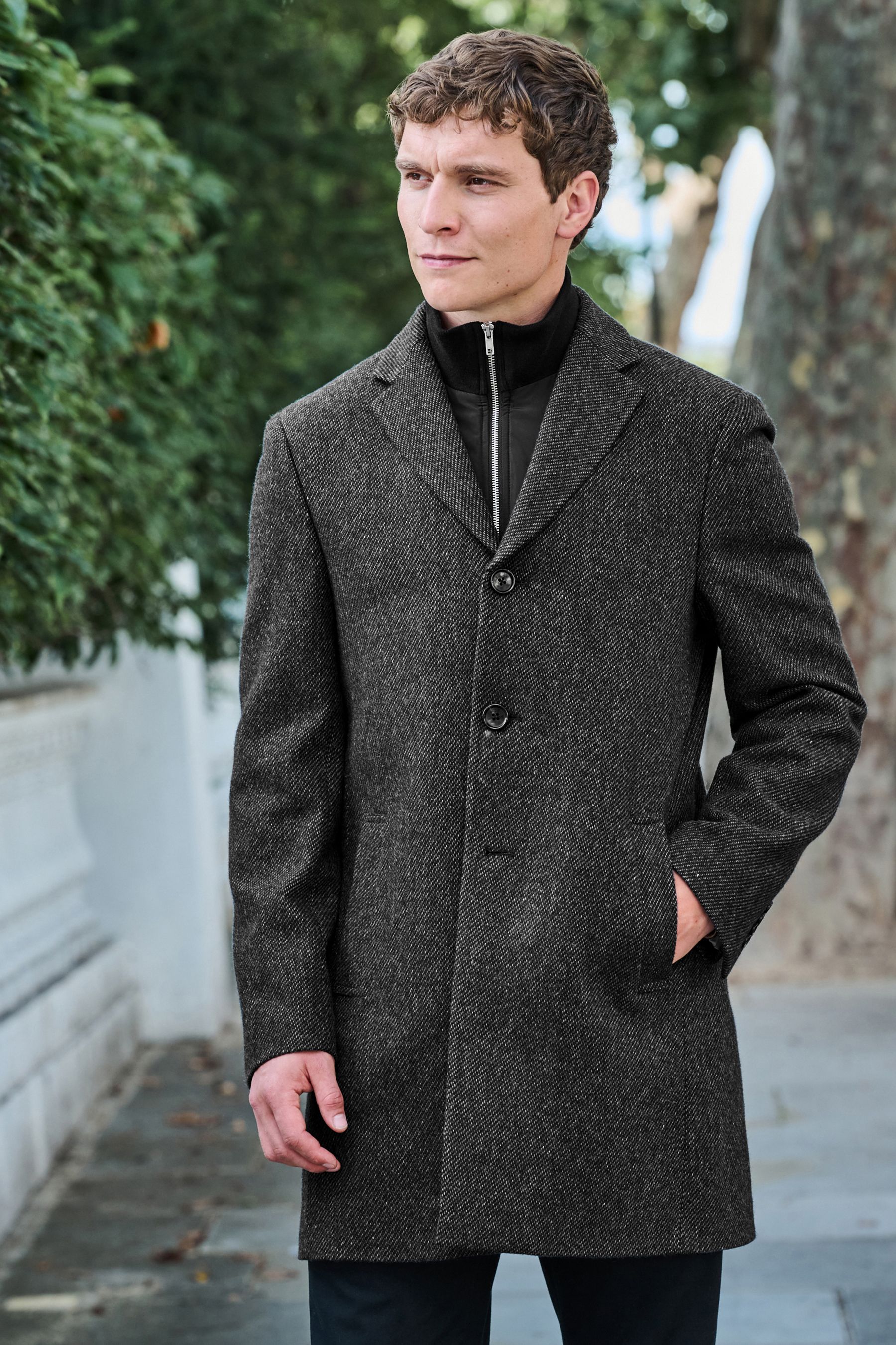 Buy Charcoal Grey Signature Wool Rich Textured Epsom Overcoat from Next Australia