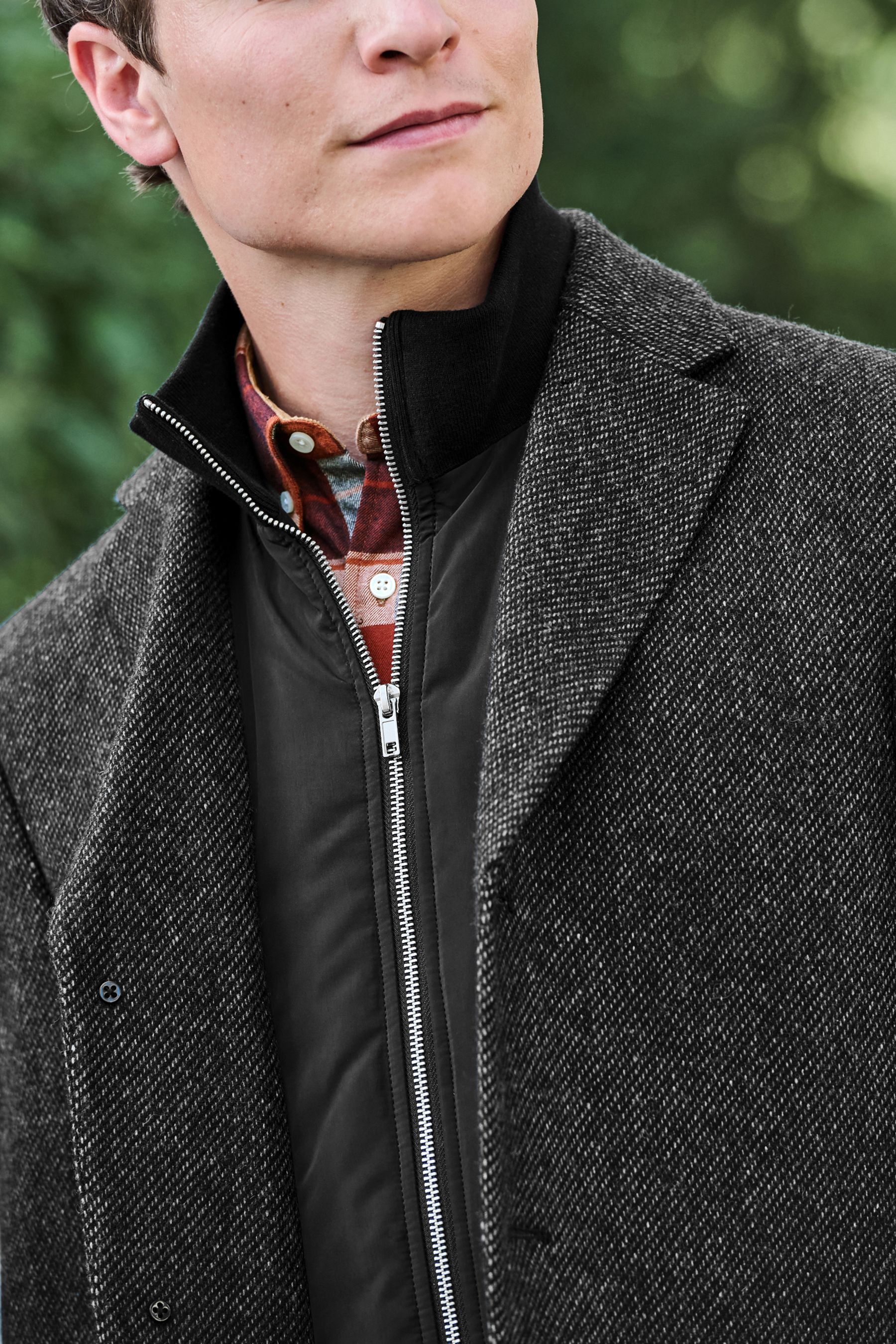 Charcoal Grey Signature Wool Rich Textured Epsom Overcoat