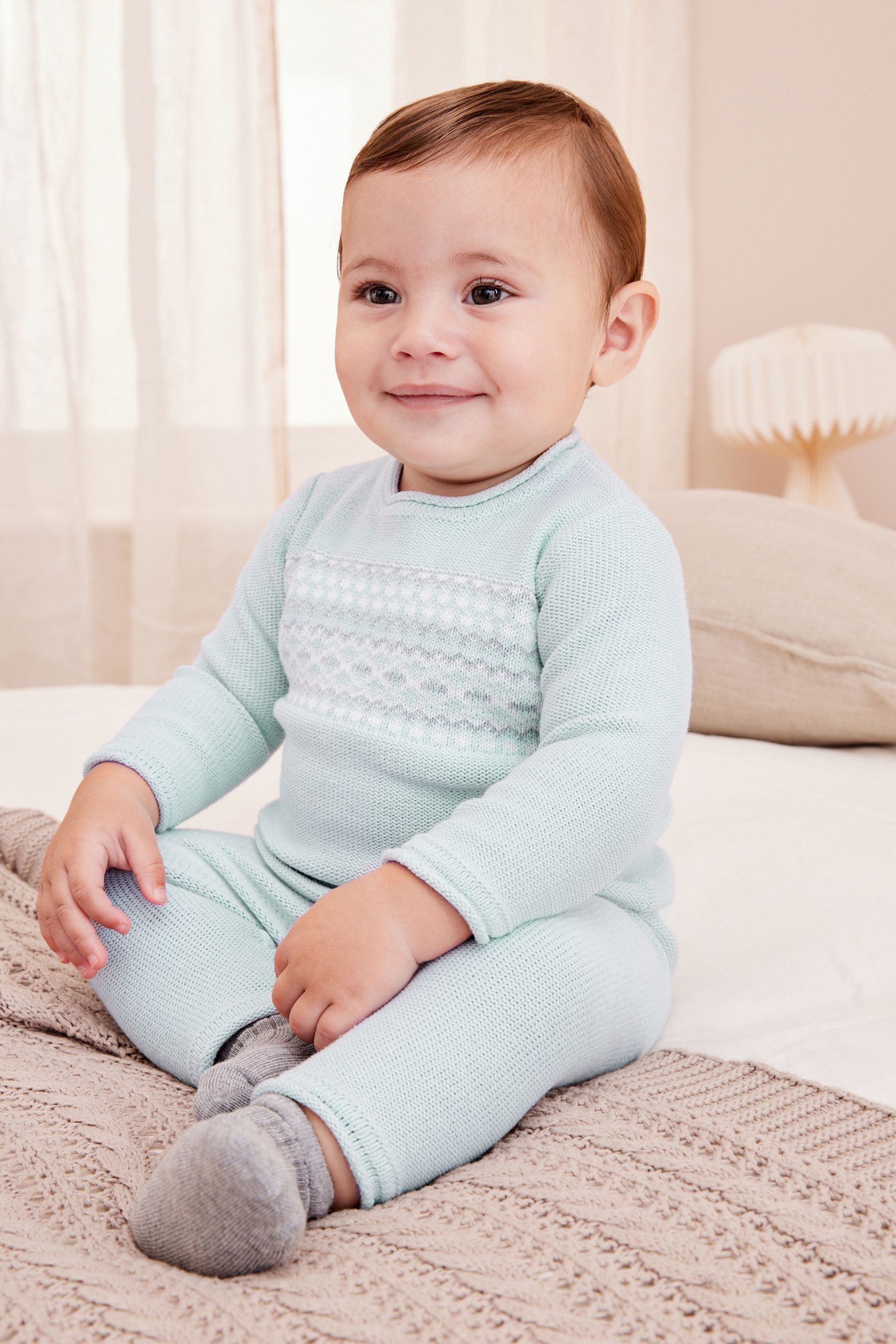 Buy Blue Knitted Baby Jumper And Leggings Set With Knit Detail 0mths 2yrs from Next Slovakia