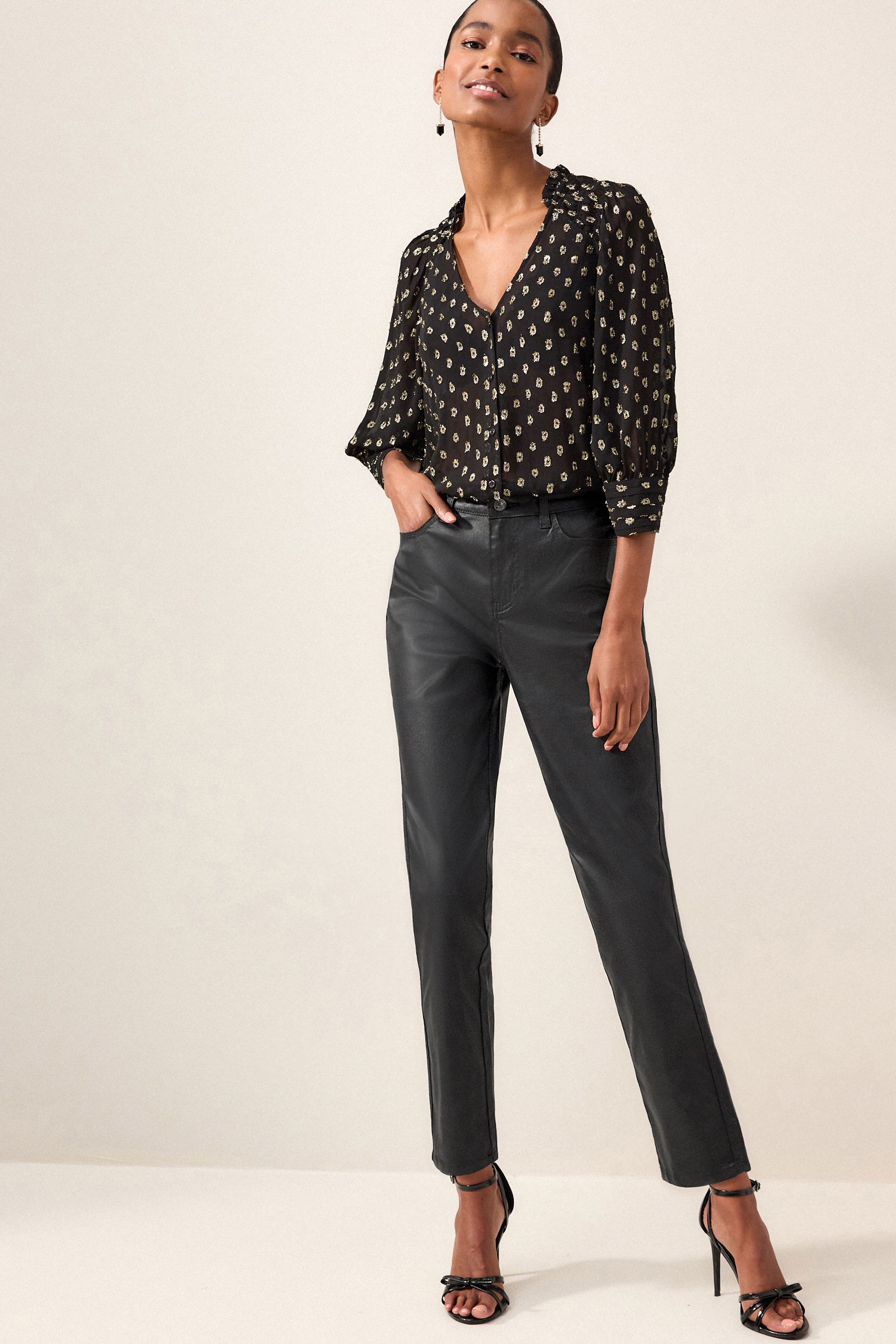 Next black coated jeans sale