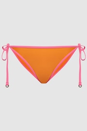 Reiss Orange/Pink Rutha Colourblock Side Tie Bikini Bottoms - Image 2 of 6
