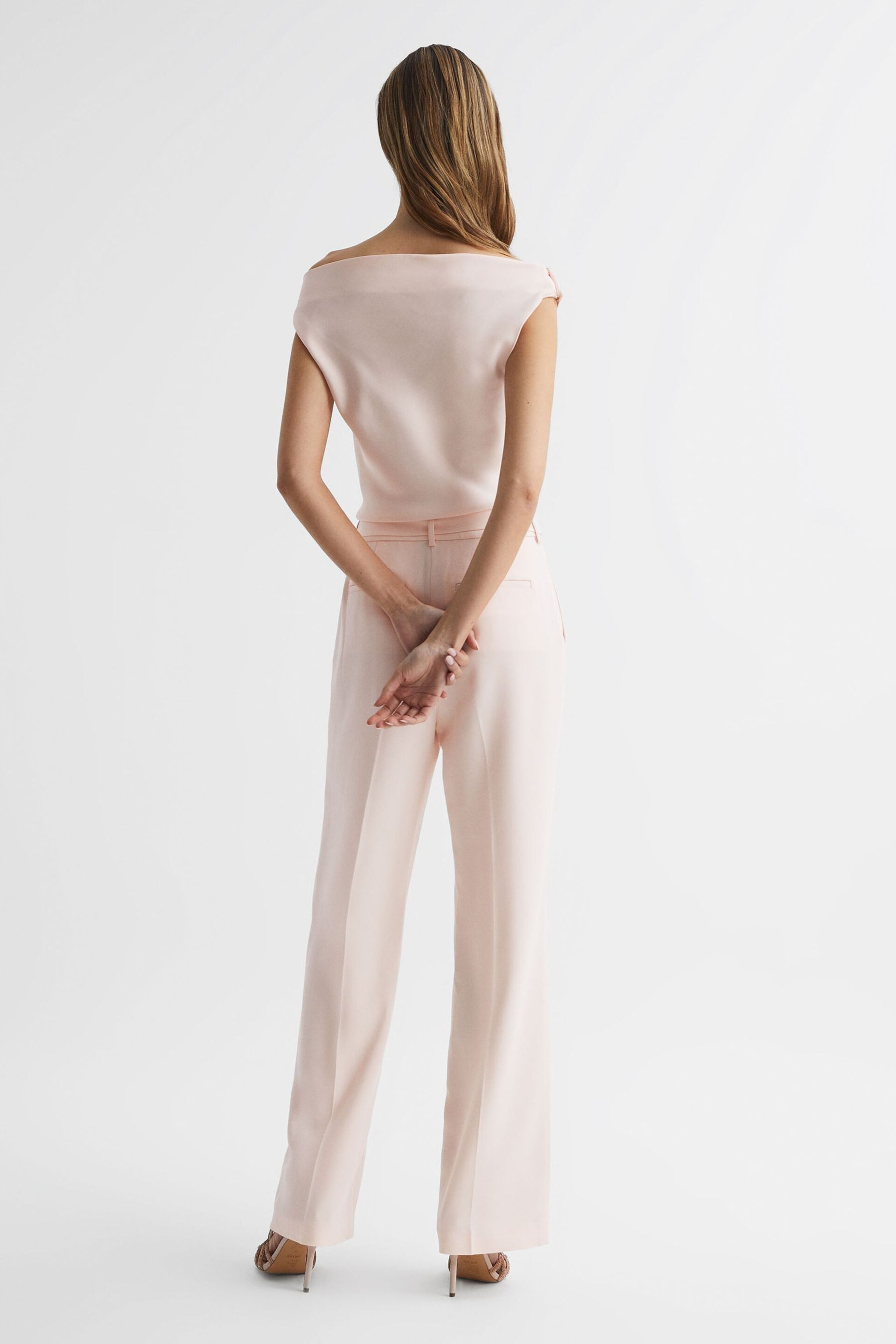 Reiss Nude Maple Petite Off-The-Shoulder Jumpsuit - Image 5 of 6