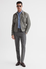 Reiss Grey Newbury Slim Fit Checked Trousers - Image 7 of 7