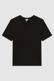 Reiss Black Dayton Cotton V-Neck T-Shirt - Image 2 of 6