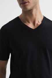 Reiss Black Dayton Cotton V-Neck T-Shirt - Image 4 of 6