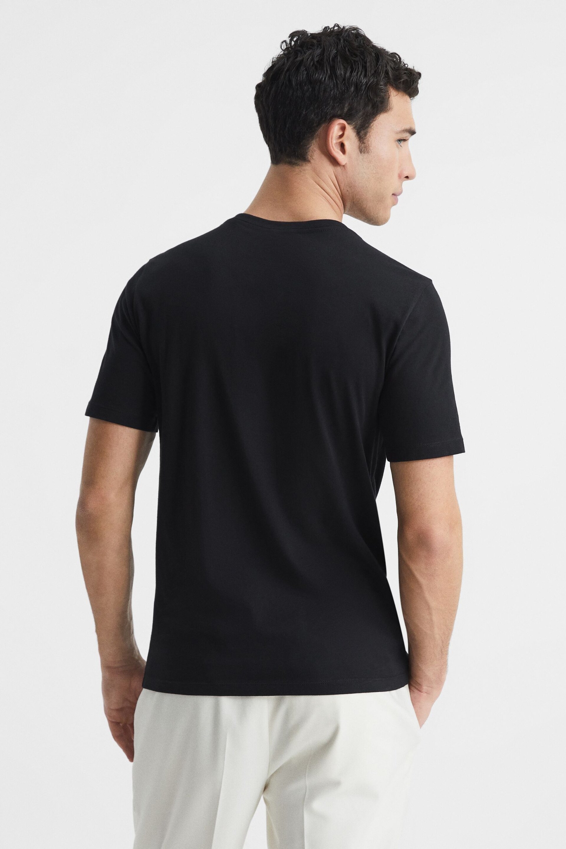 Reiss Black Dayton Cotton V-Neck T-Shirt - Image 5 of 6