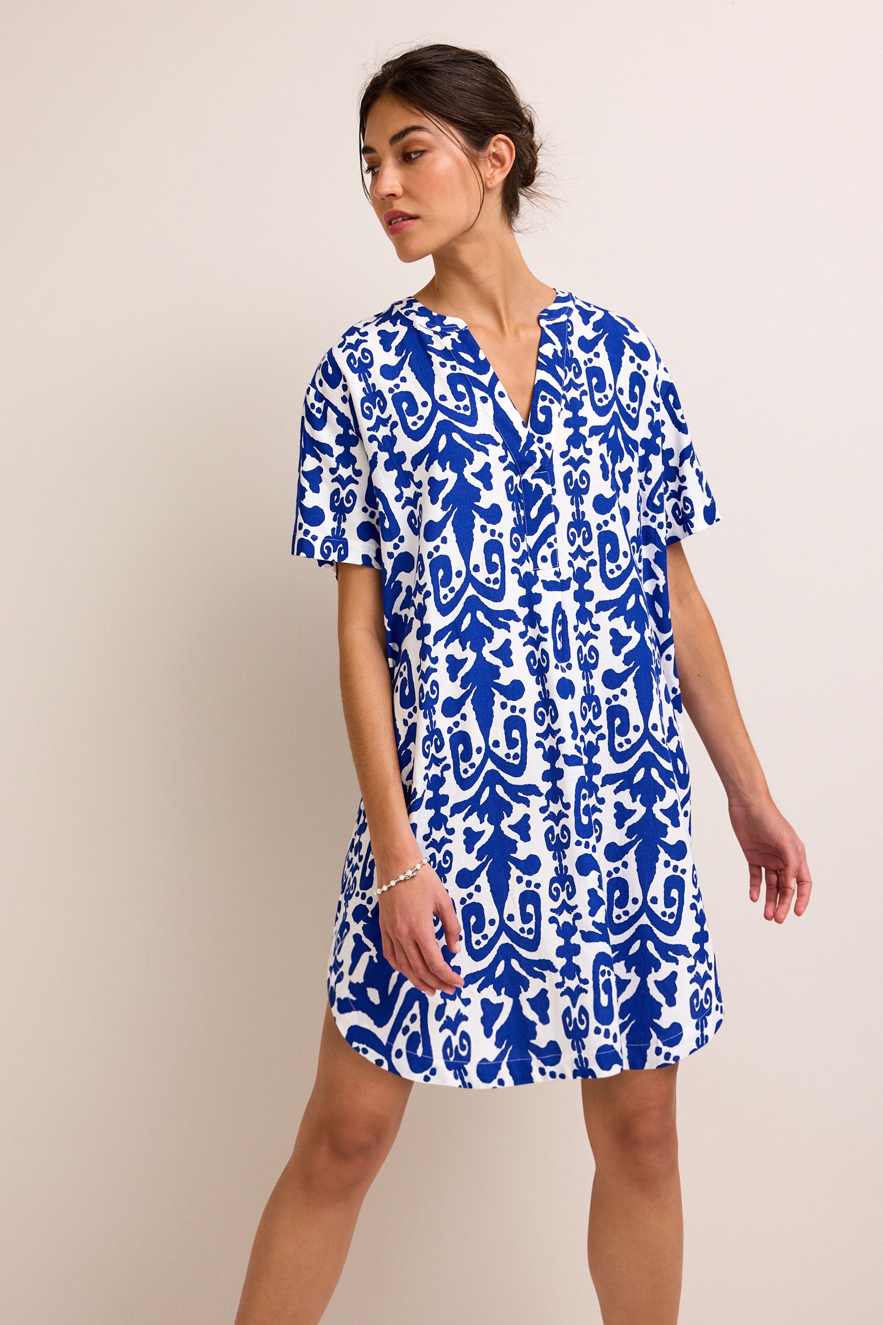 Next linen mix dress top