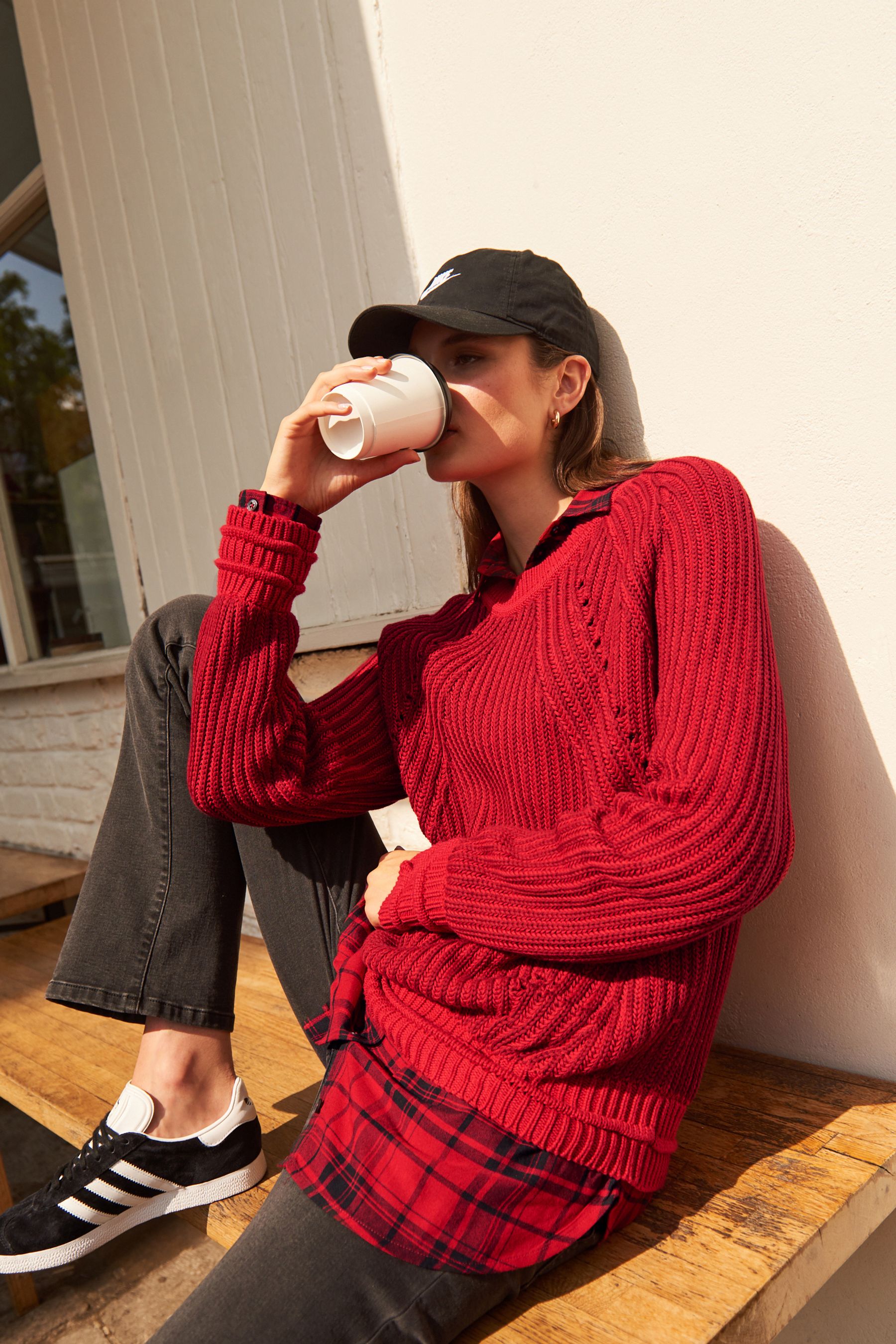 Red checkered jumper deals