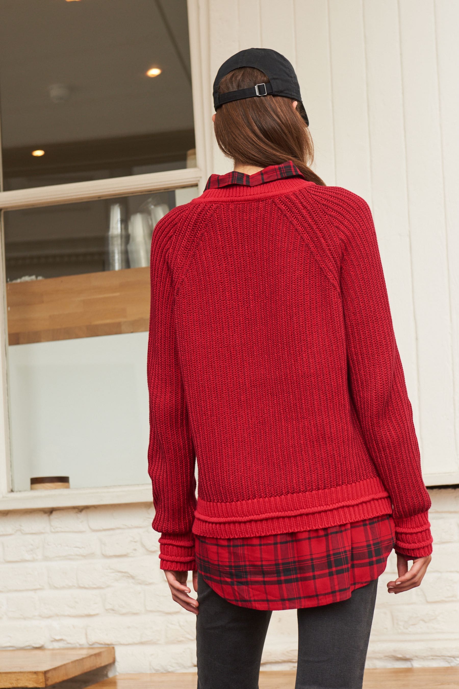Buy Red Checked Shirt Layer Jumper from Next Luxembourg