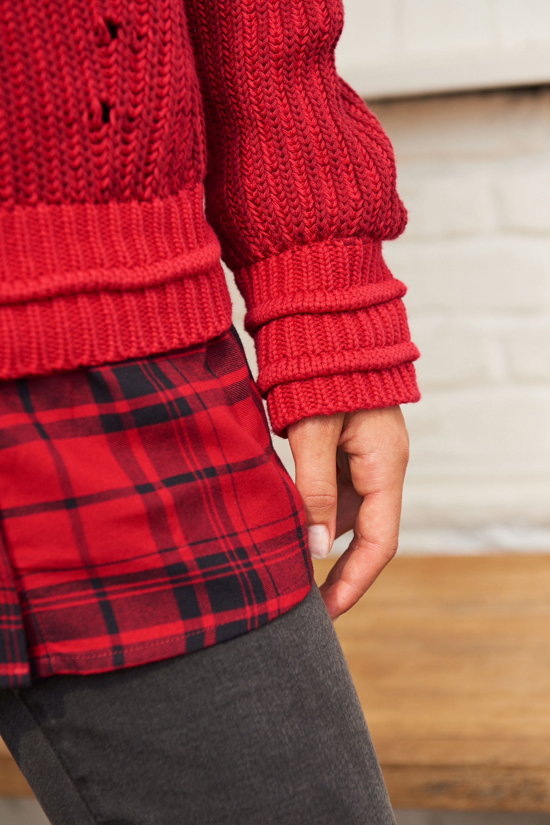 Red checkered jumper deals