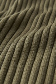 Khaki Green Ribbed V-Neck Jumper - Image 6 of 6