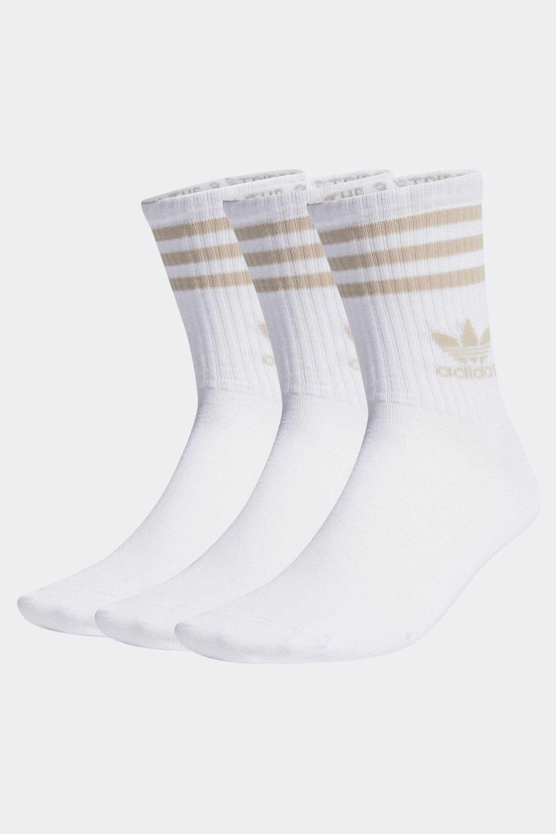 adidas Originals Mid Cut Crew White Socks 3 Pairs - Image 1 of 1