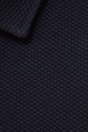 Reiss Navy Creed Junior Textured Half-Zip Polo Shirt - Image 6 of 6