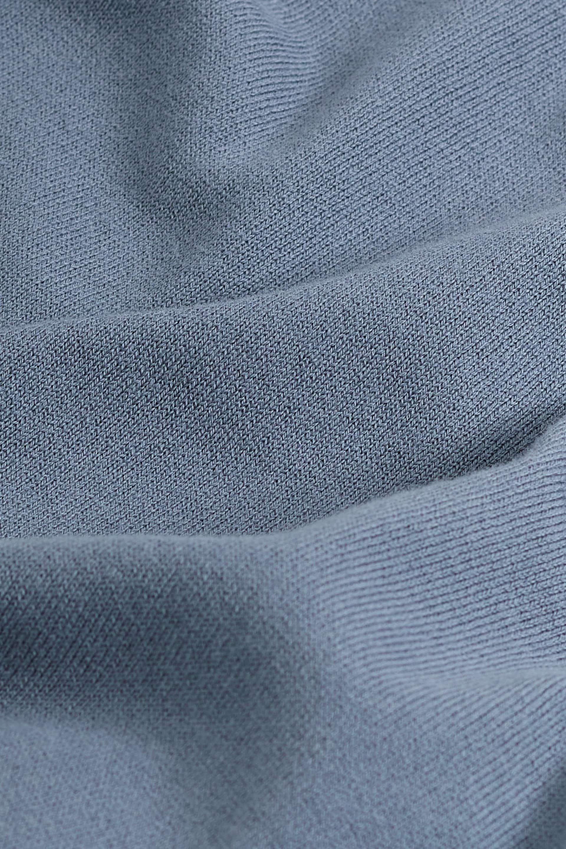 Slate Blue Regular Knitted Long Sleeve Polo Shirt - Image 5 of 5
