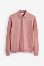 Pink Regular Knitted Long Sleeve Polo Shirt - Image 5 of 6