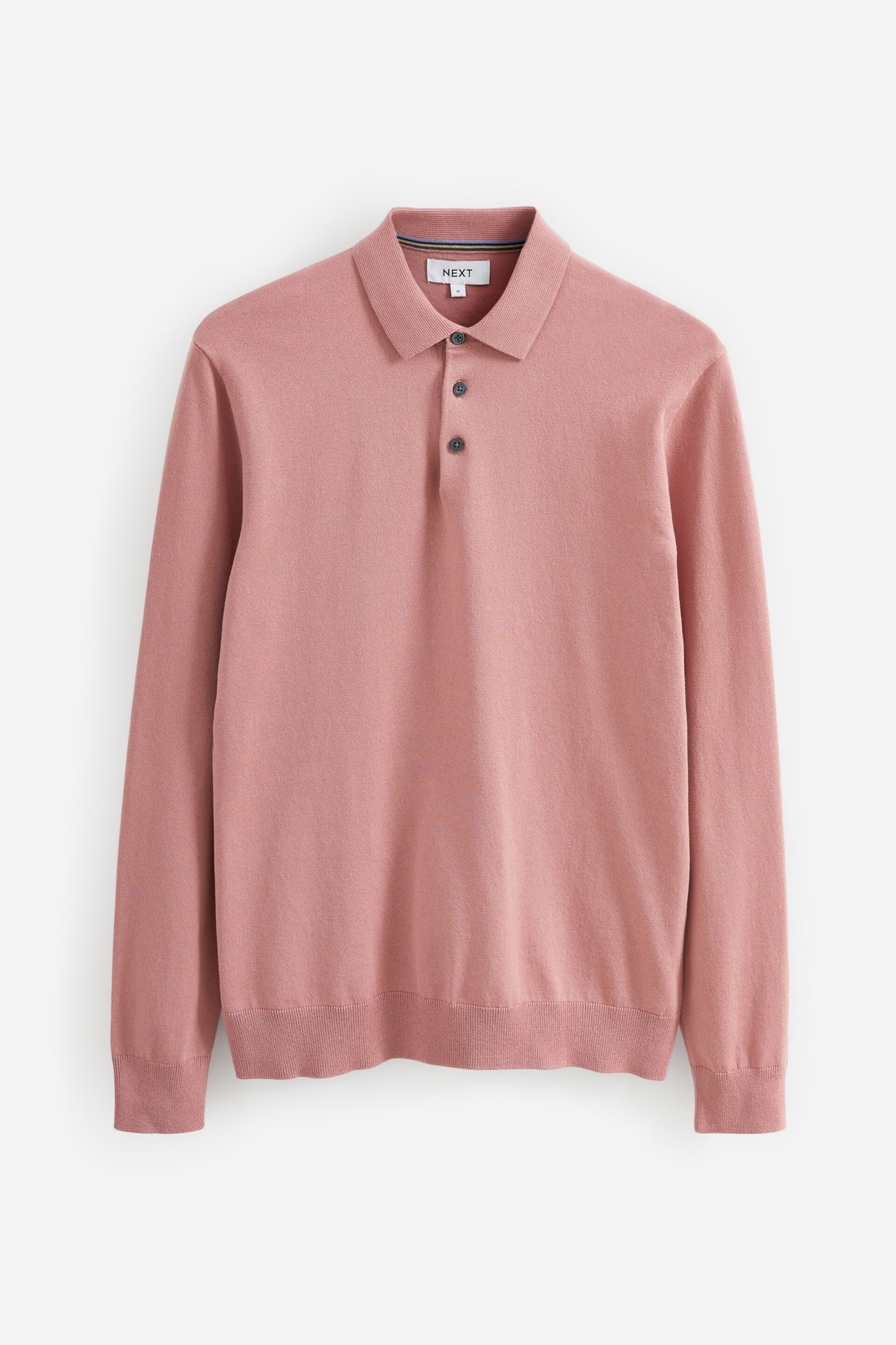 Pink Regular Knitted Long Sleeve Polo Shirt - Image 5 of 6