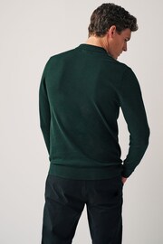 Dark Green Regular Knitted Long Sleeve Polo Shirt - Image 2 of 6